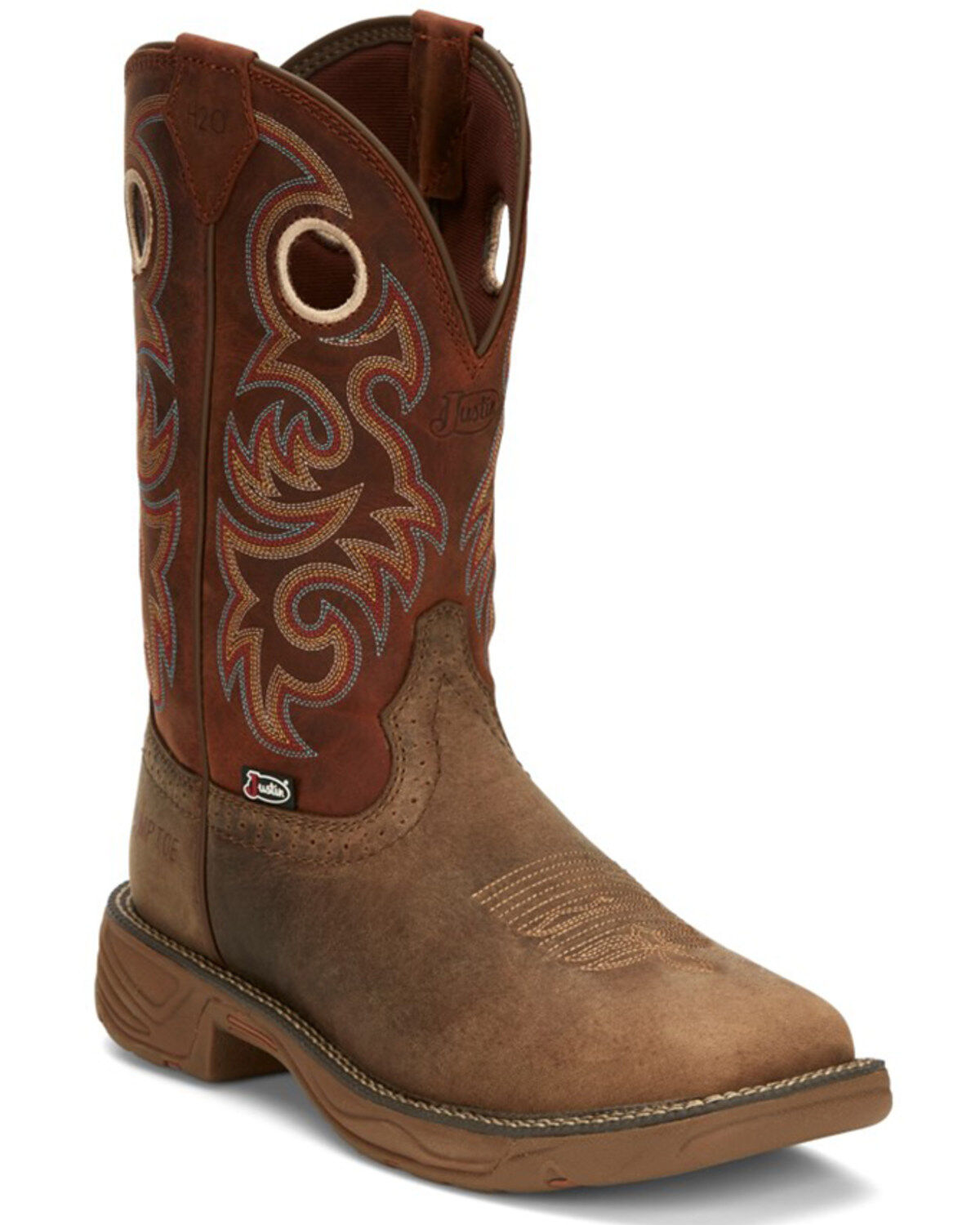 Justin Men's Rush Western Work Boots - Composite Toe, Brown, hi-res