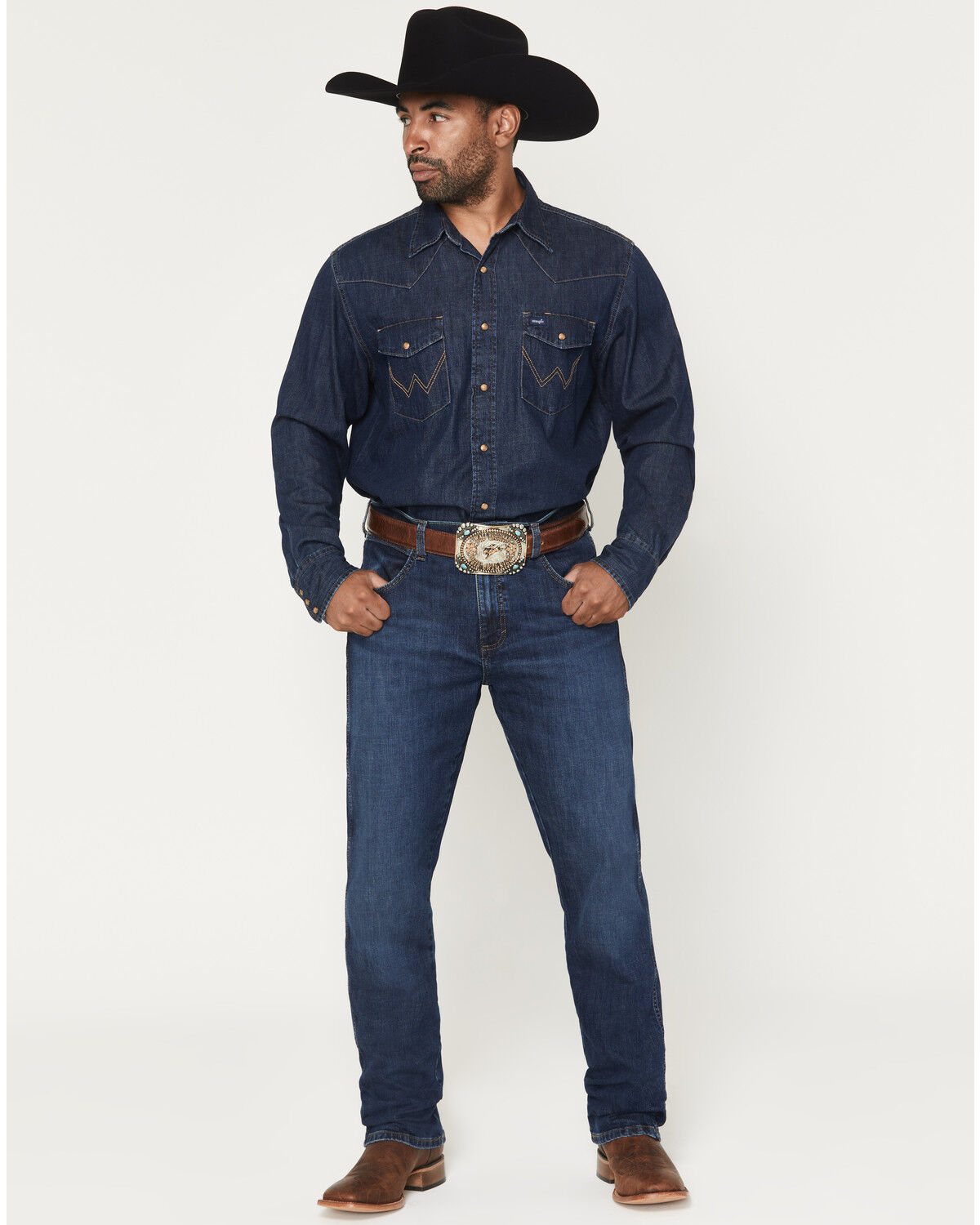 Image #1 - Wrangler Retro Men's 88MWZ Ozark Dark Wash Slim Straight Stretch Denim Jeans, Dark Wash, hi-res