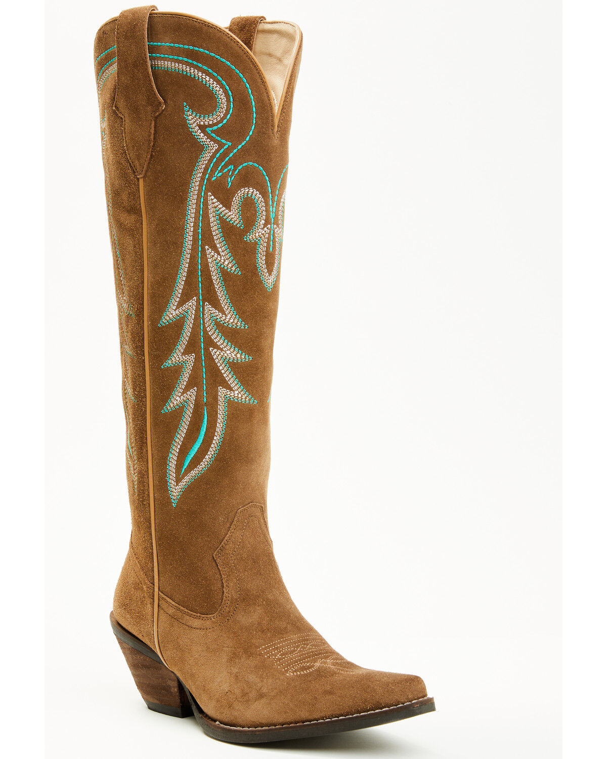 Image #1 - Shyanne Women's Rowan Tall Suede Western Boots - Snip Toe, Brown, hi-res