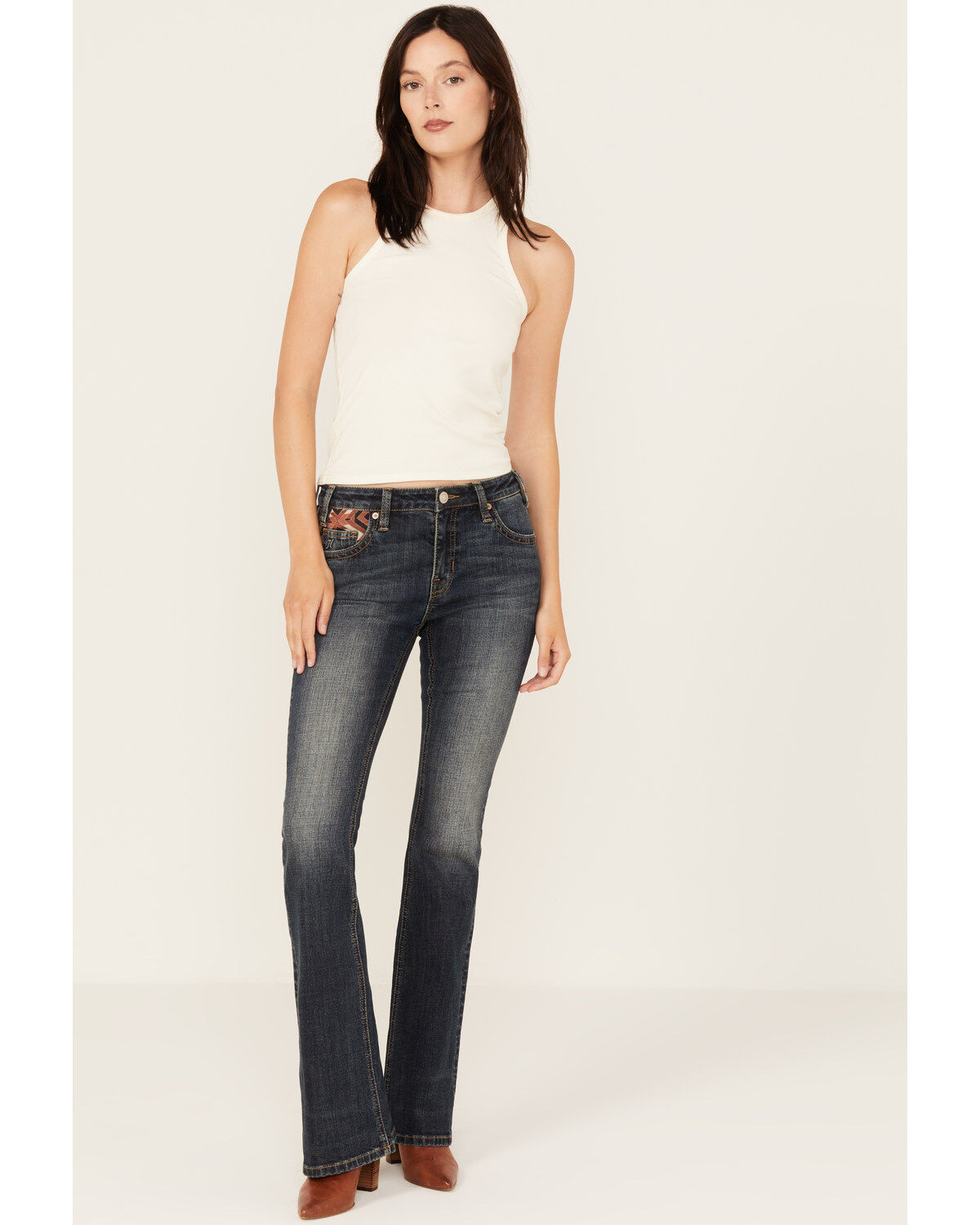 Image #1 - Hooey by Rock & Roll Denim Women's Dark Wash High Rise Stretch Baby Flare Jeans, Dark Wash, hi-res