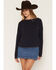 Image #1 - Cleo + Wolf Women's Whip Stitch Crew Neck Sweatshirt, Navy, hi-res