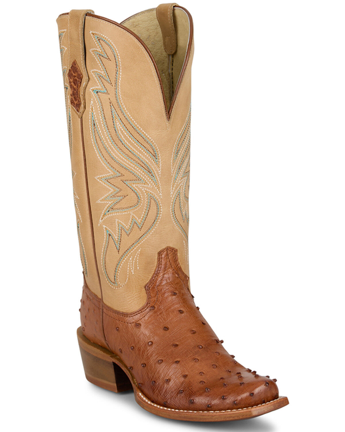 Image #1 - Tony Lama Women's Zaire Exotic Full Quill Ostrich Western Boots - Square Toe, Cognac, hi-res