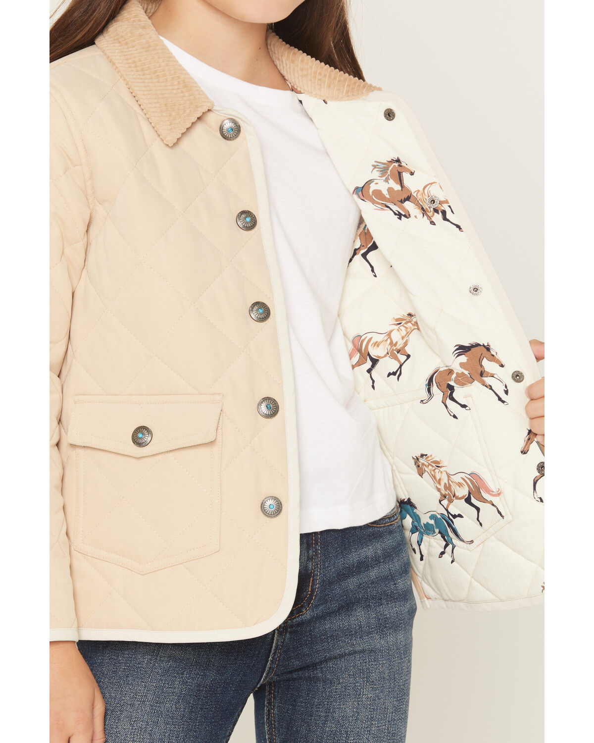 Image #3 - Shyanne Girls' Lilbet Quilted Snap Jacket, Khaki, hi-res