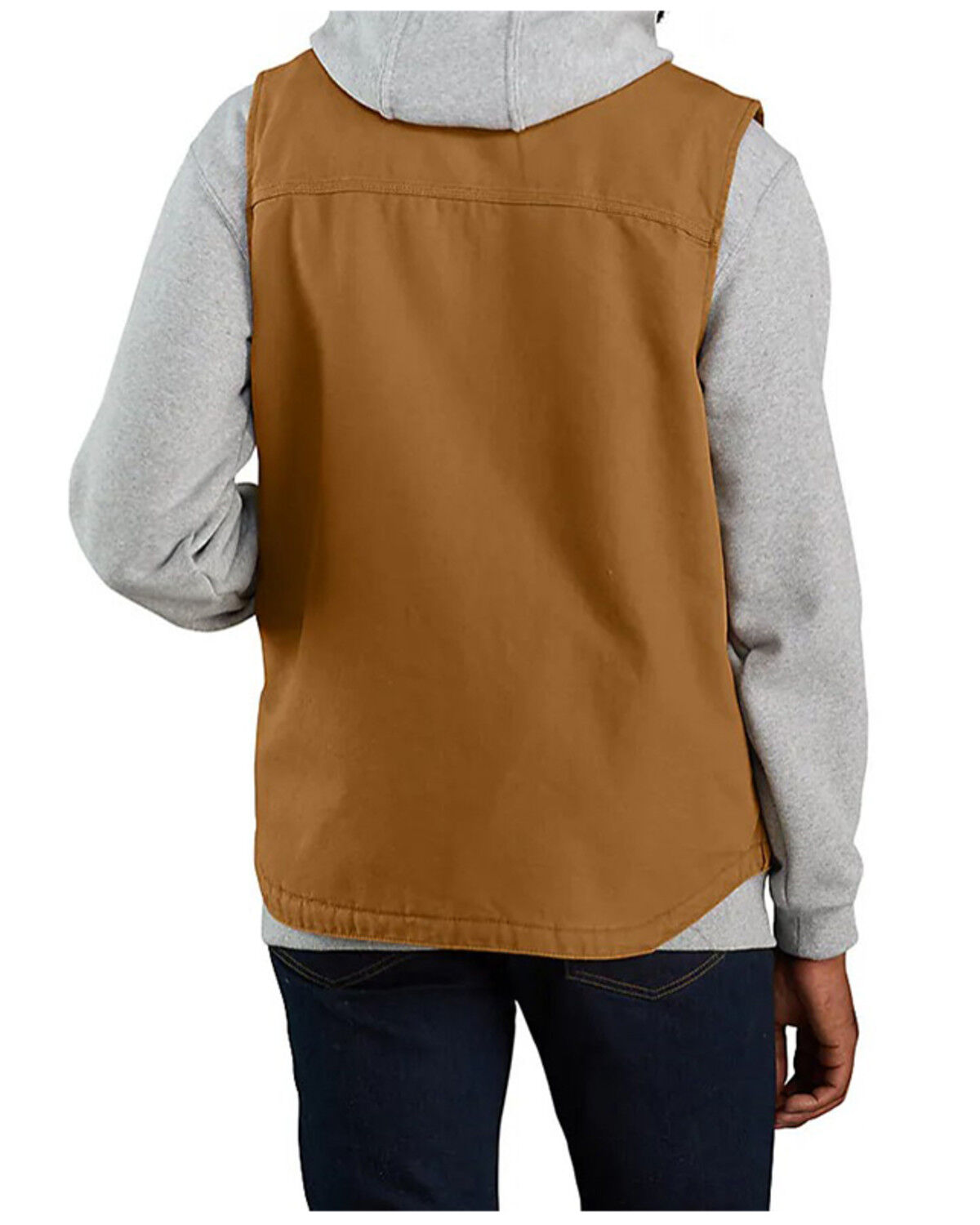 Image #2 - Carhartt Men's Brown Washed Duck Sherpa Lined Mock Neck Work Vest - Tall, Brown, hi-res