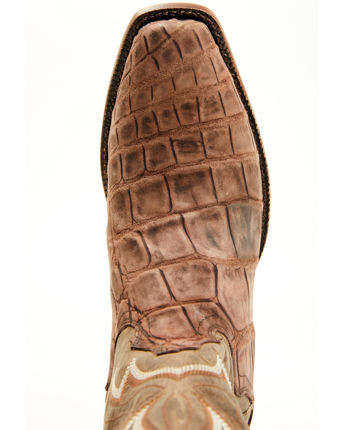 Image #6 - El Dorado Men's Exotic Alligator Western Boots - Square Toe, Brown, hi-res