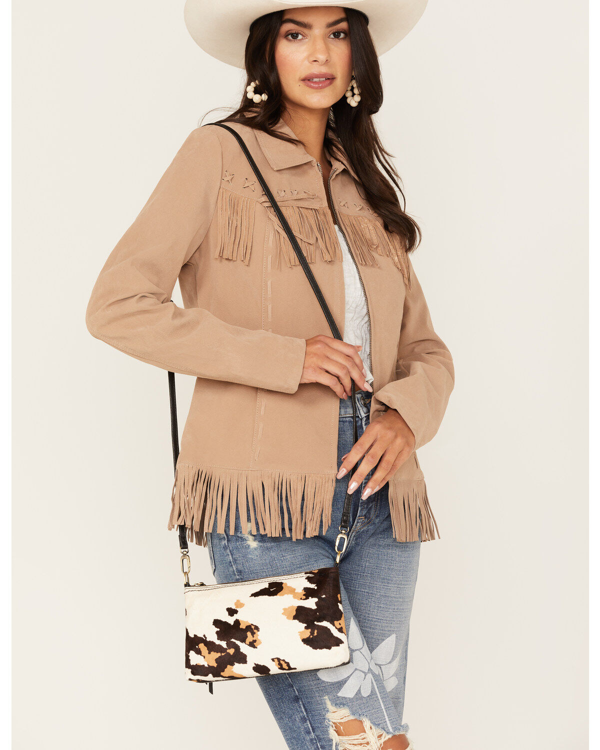 Hobo Women's Darcy Hair-On Hide Convertible Crossbody Bag, Brown, hi-res