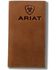 Image #1 - Ariat Men's Embossed Logo Checkbook Wallet, Brown, hi-res