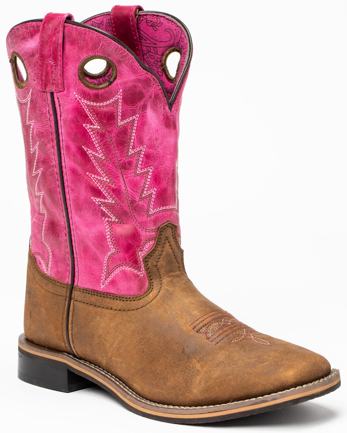 Shyanne Little Girls' Lainie Western Boots - Square Toe, Brown/pink, hi-res