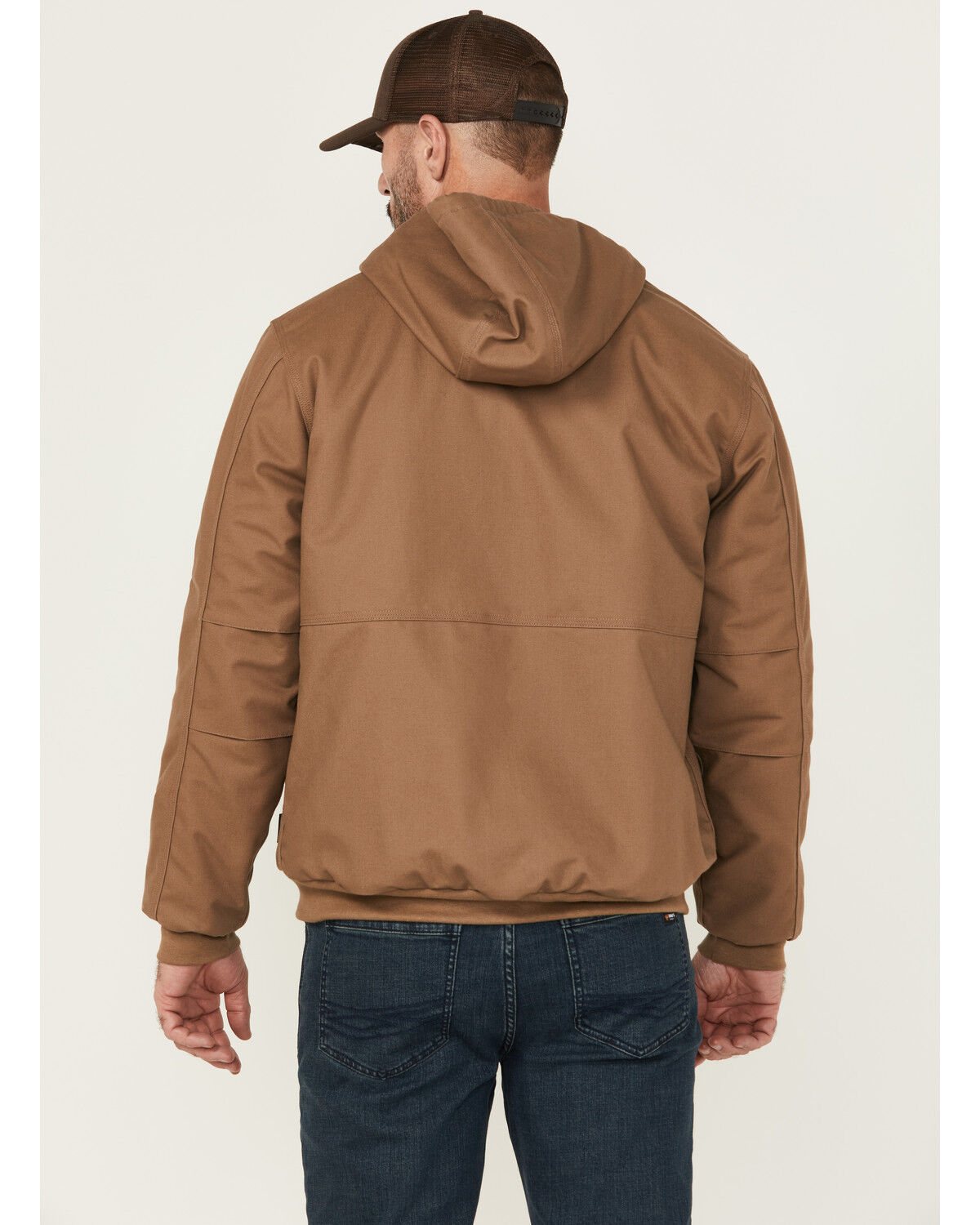Image #4 - Hawx Men's FR Hooded Bomber Work Jacket, Rust Copper, hi-res