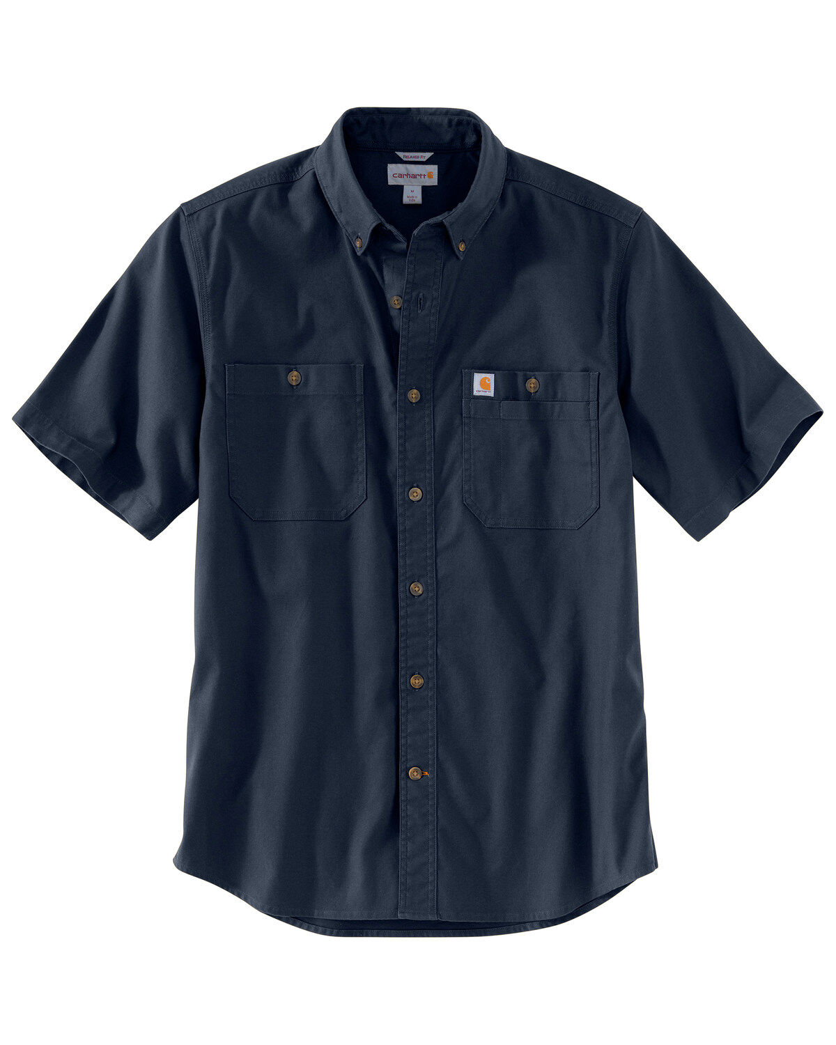 Image #1 - Carhartt Men's Rugged Flex&reg; Rigby Short Sleeve Work Shirt - Tall, Navy, hi-res