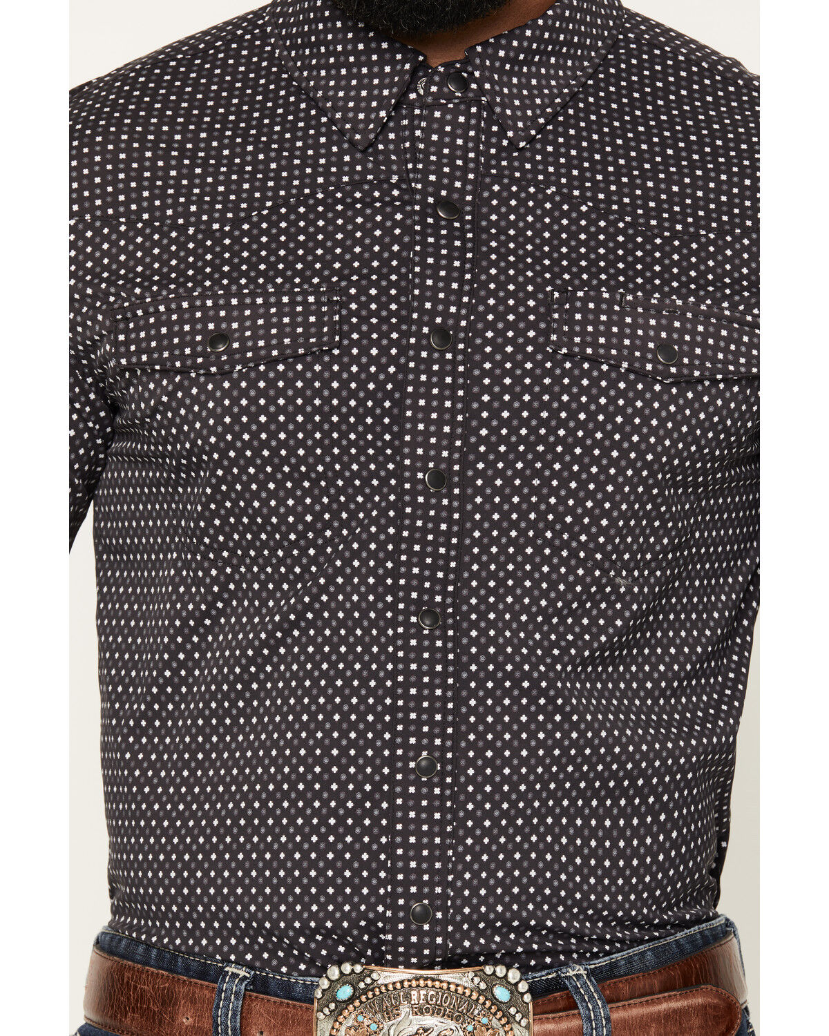 Image #3 - Rock & Roll Denim Men's TEK Geo Print Long Sleeve Snap Western Shirt, Black, hi-res