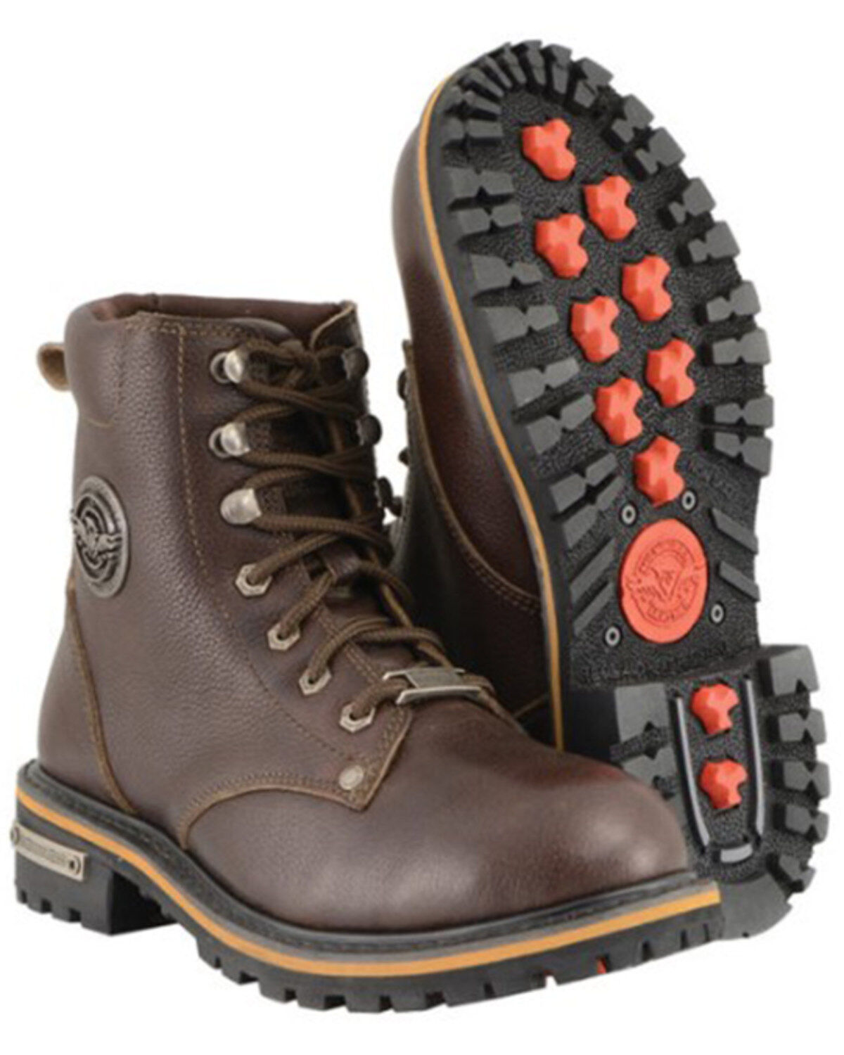Image #2 - Milwaukee Leather Women's Leather Lace to Toe Boots - Round Toe, Brown, hi-res