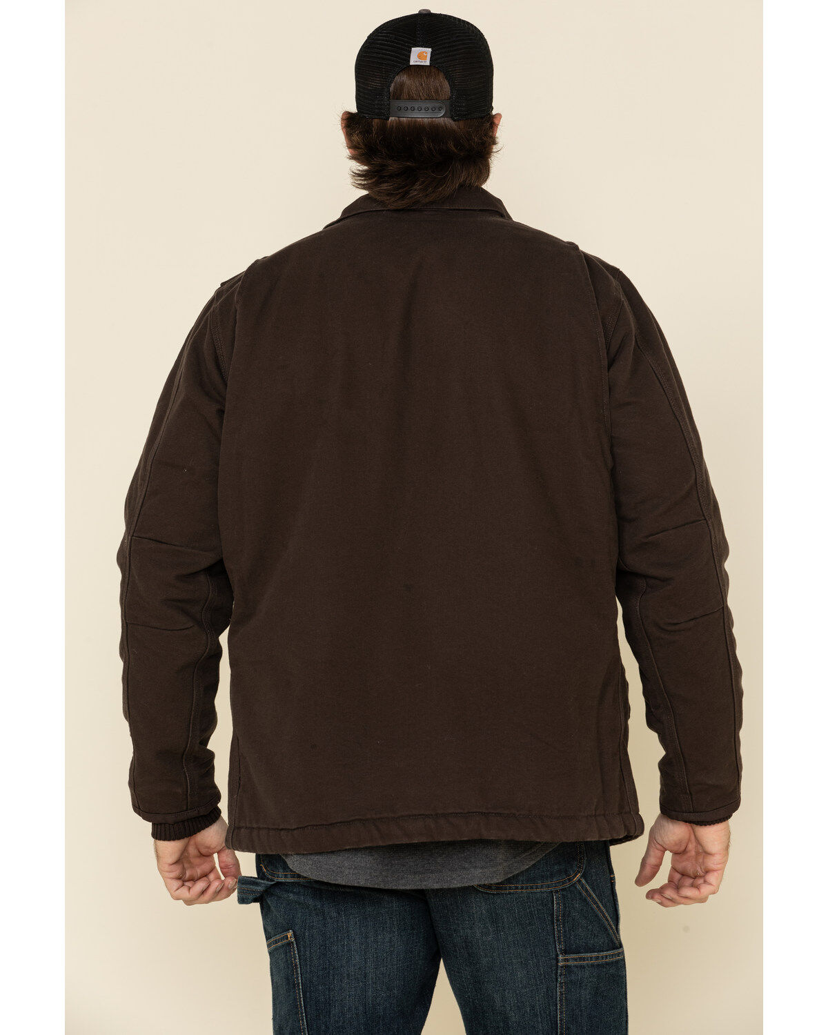 Image #3 - Carhartt Men's Dark Brown Washed Duck Sherpa Lined Work Coat - Tall, Dark Brown, hi-res