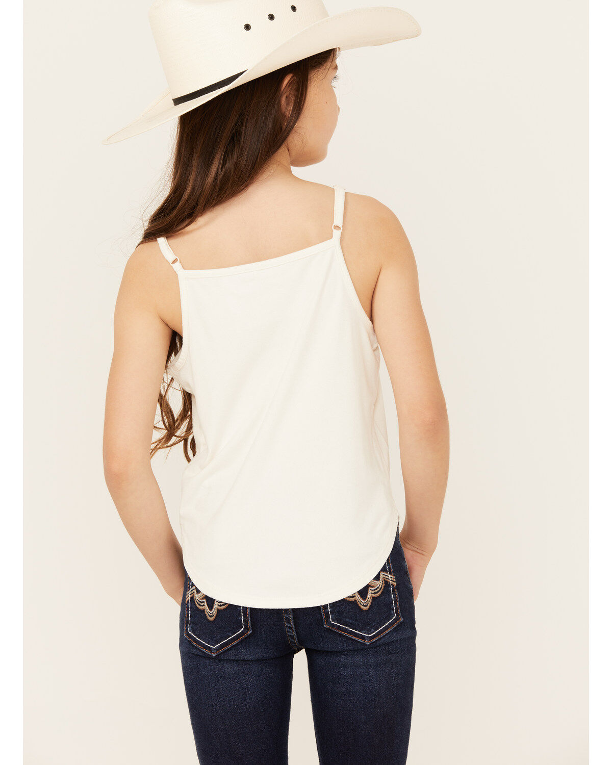 Image #4 - Shyanne Girls' Crochet Lace Trim Tank, Ivory, hi-res