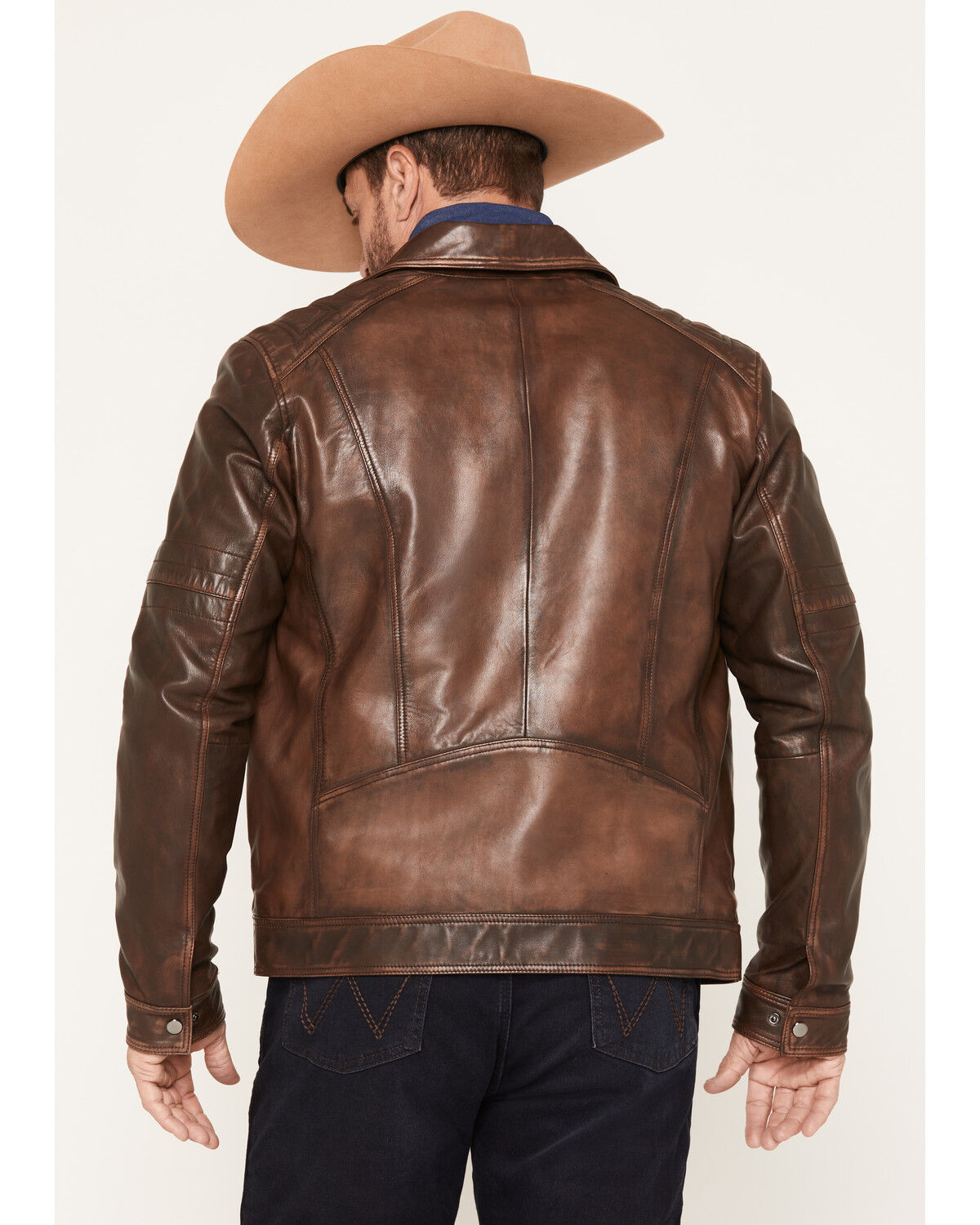 Image #4 - Scully Men's Leather Moto Jacket, Brown, hi-res