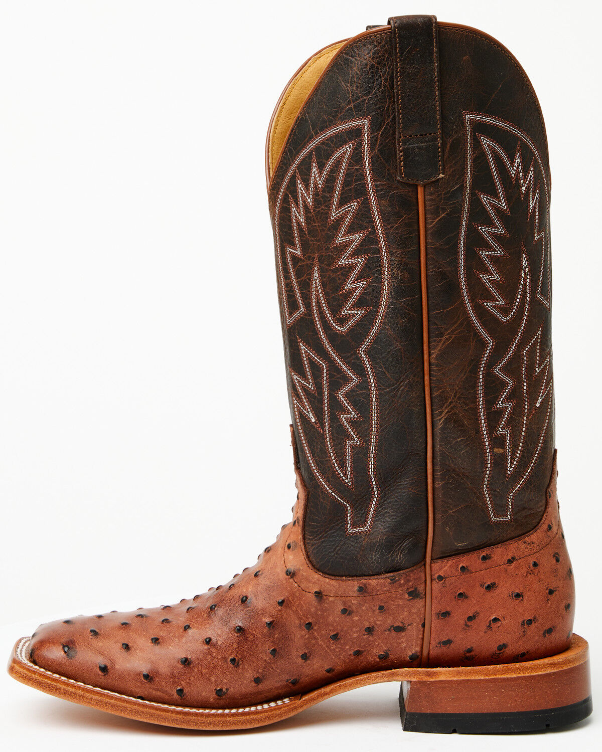 Image #3 - Horse Power Men's Boot Barn Exclusive Ostrich Print Tall Western Boots - Broad Square Toe, Cognac, hi-res
