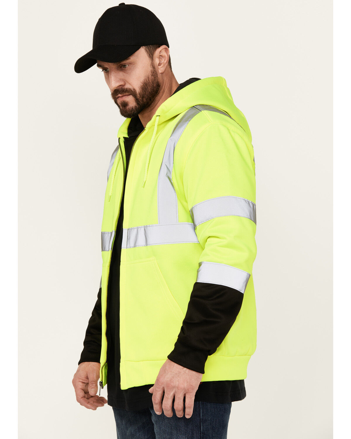 Image #3 - Hawx Men's High Vis Hooded Jacket, Yellow, hi-res