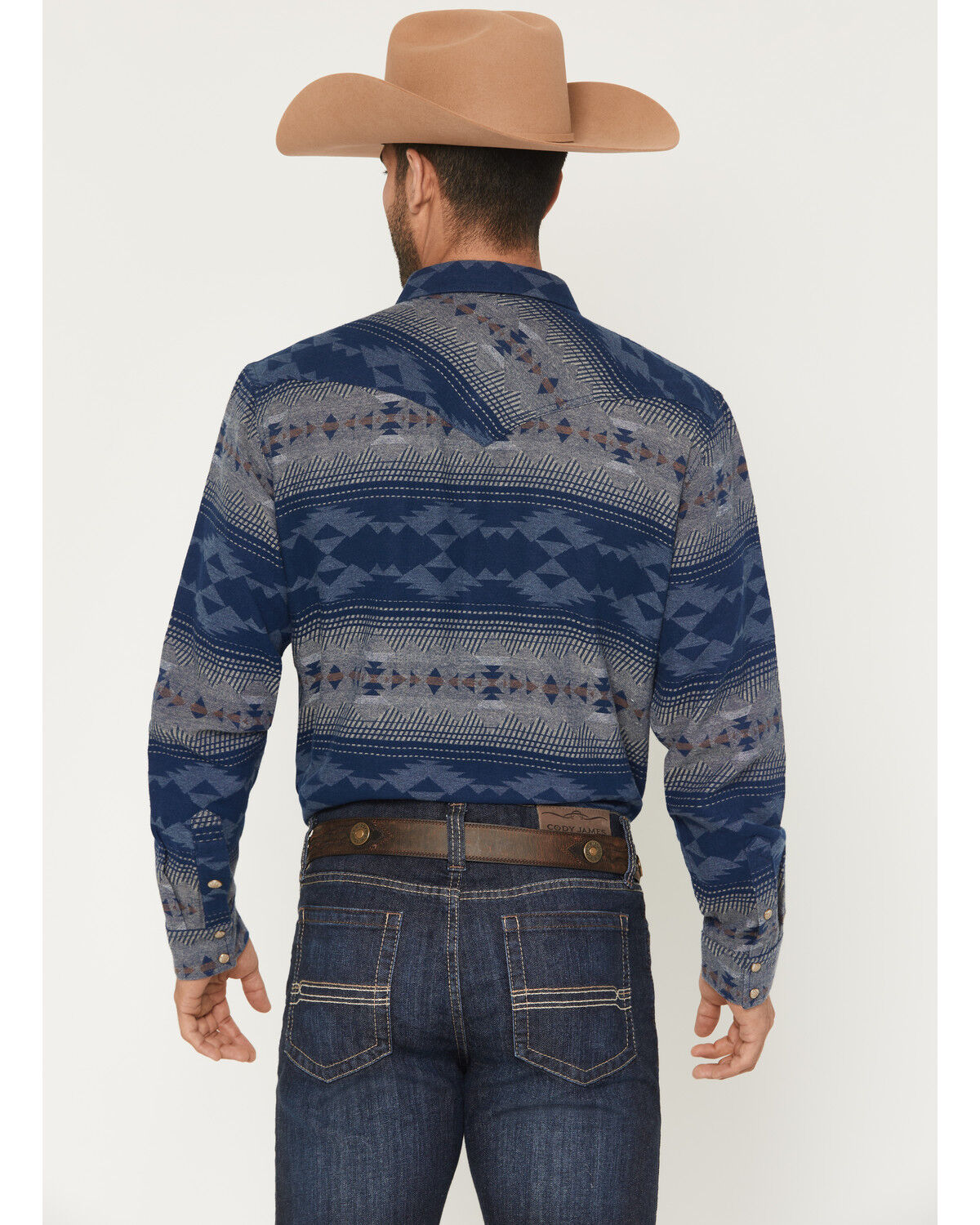 Image #4 - Cody James Men's Arrow Bear Southwestern Long Sleeve Snap Flannel Shirt - Big, Blue, hi-res