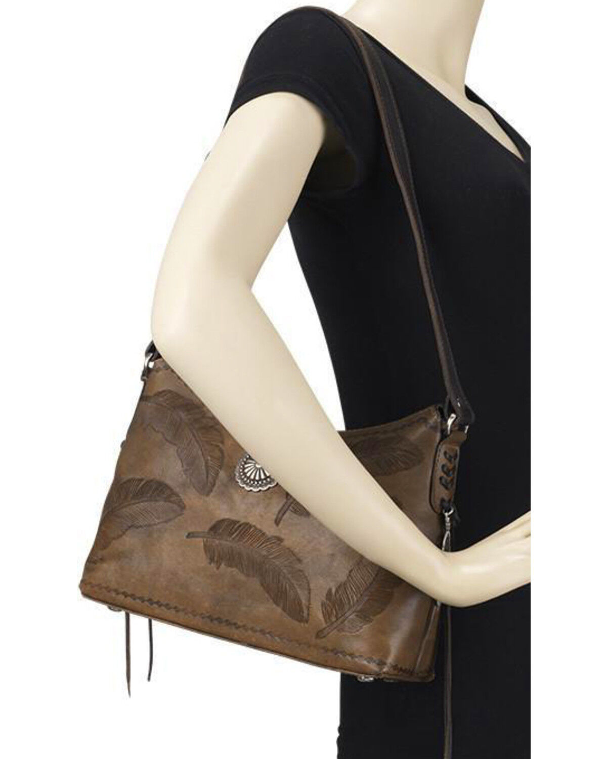Image #4 - American West Women's Sacred Bird Shoulder Bag, Distressed Brown, hi-res