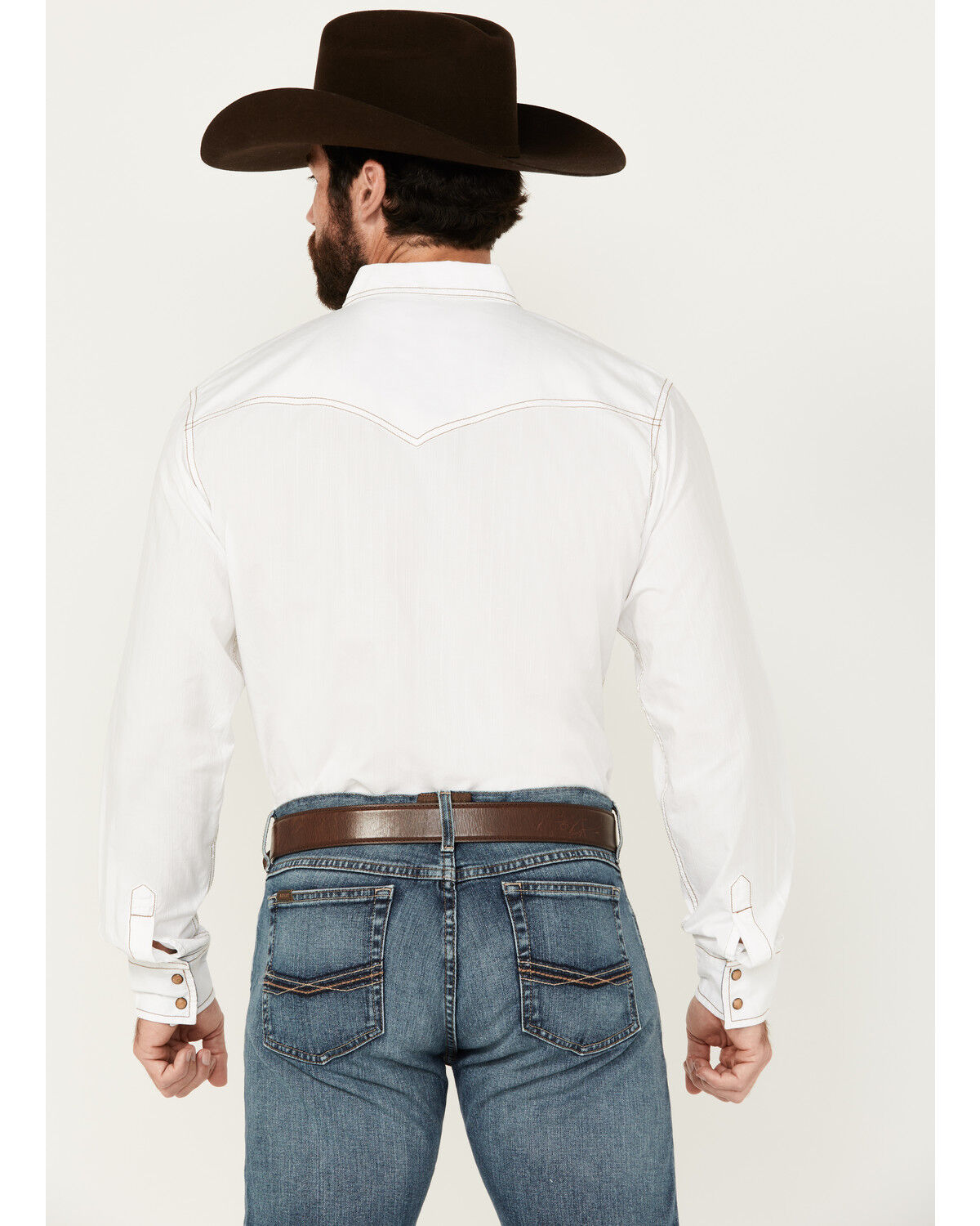 Image #4 - Wrangler Retro Premium Men's Solid Long Sleeve Snap Western Shirt - Tall, White, hi-res