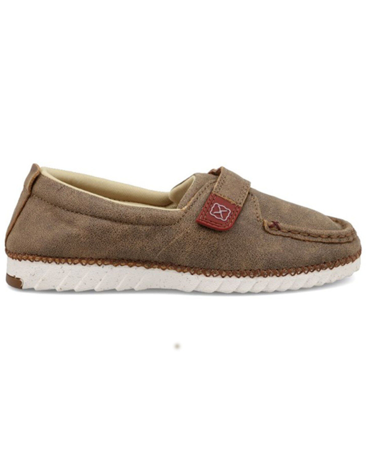 Image #2 - Twisted X Kid's Zero-X Leather Velcro Bomber Casual Shoes - Moc Toe, Brown, hi-res