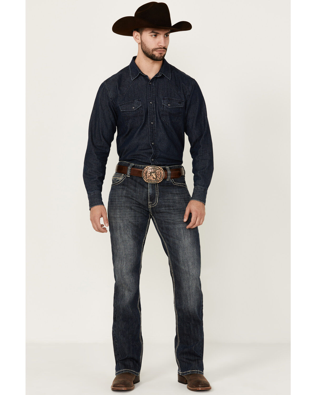 Rock & Roll Denim Men's Boot Barn Exclusive Double Barrel Medium Wash Relaxed Bootcut Stretch Denim Jeans, Medium Wash, hi-res