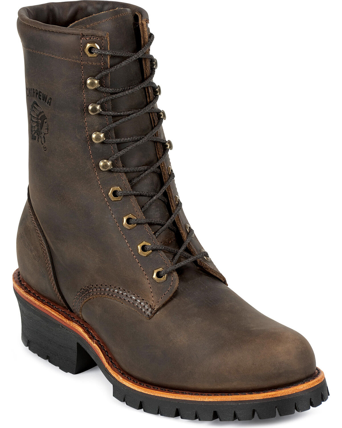 Image #1 - Chippewa Classic 8" Logger Boots - Round Toe, Chocolate, hi-res