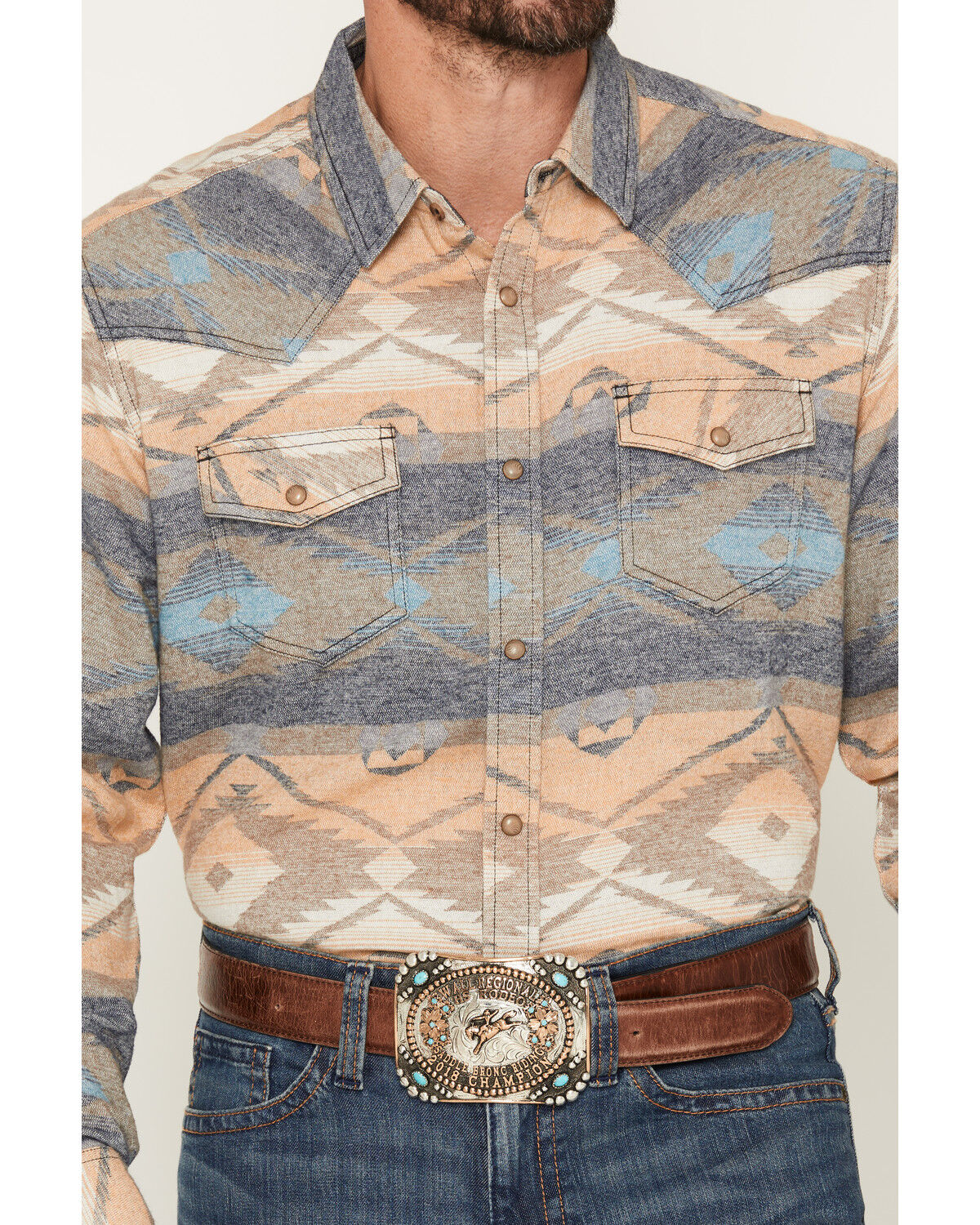 Image #3 - Cody James Men's Arrow Bear Southwestern Print Long Sleeve Snap Flannel Shirt, Multi, hi-res