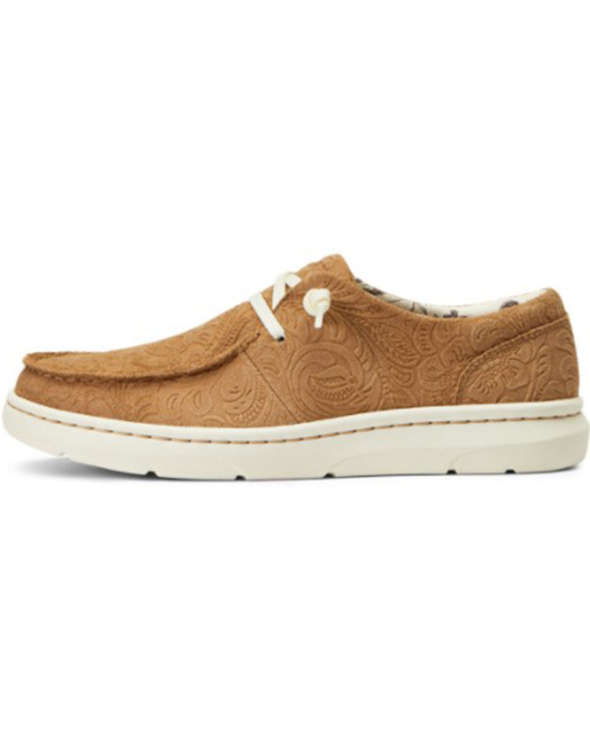 Image #2 - Ariat Women's Floral Emboss Hilo Flx Foam Casual Shoe - Moc Toe, Beige/khaki, hi-res