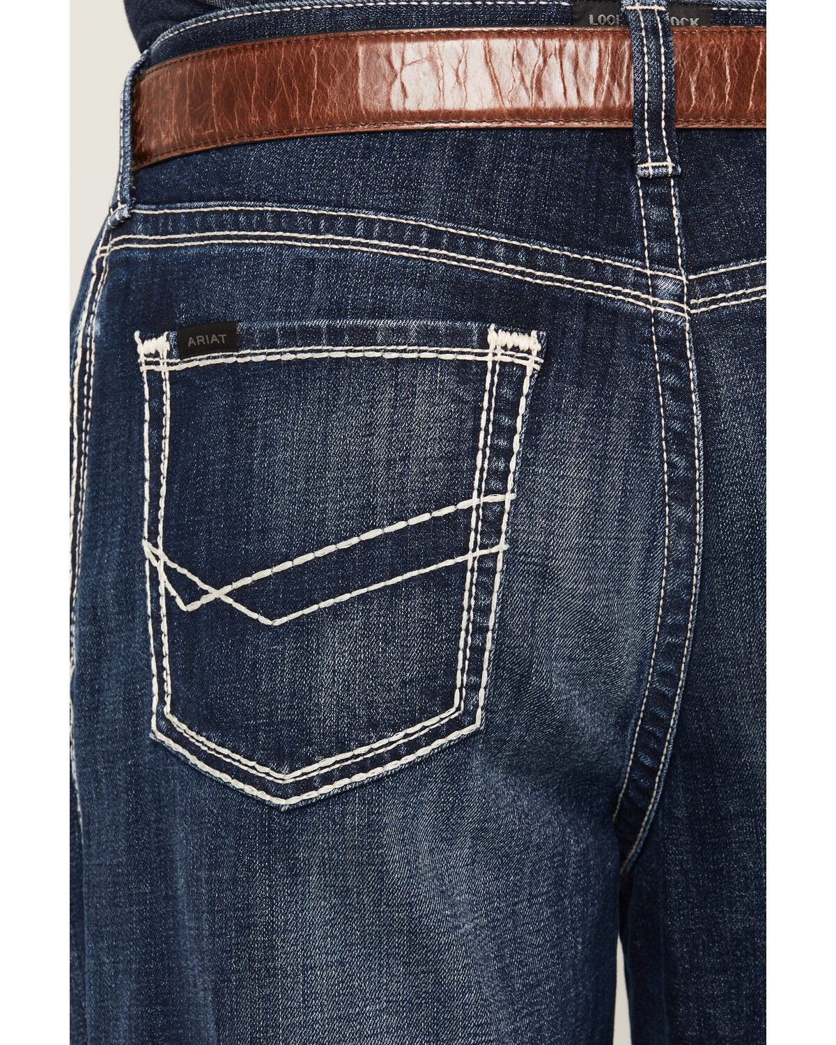 Image #4 - Ariat Men's Hugo Hansen Dark Wash Baggy Straight Stretch Denim Jeans, Dark Wash, hi-res
