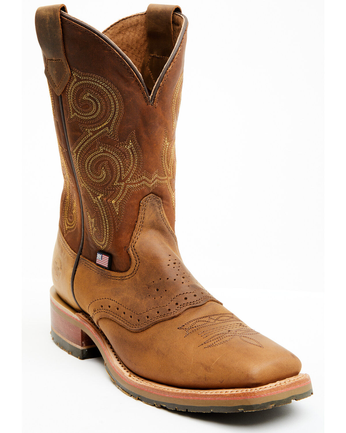 Image #1 - Double H Men's Boot Barn Exclusive 11" Domestic I.C.E&trade; Saddle Vamp Performance Western Boots - Broad Square Toe, Brown, hi-res