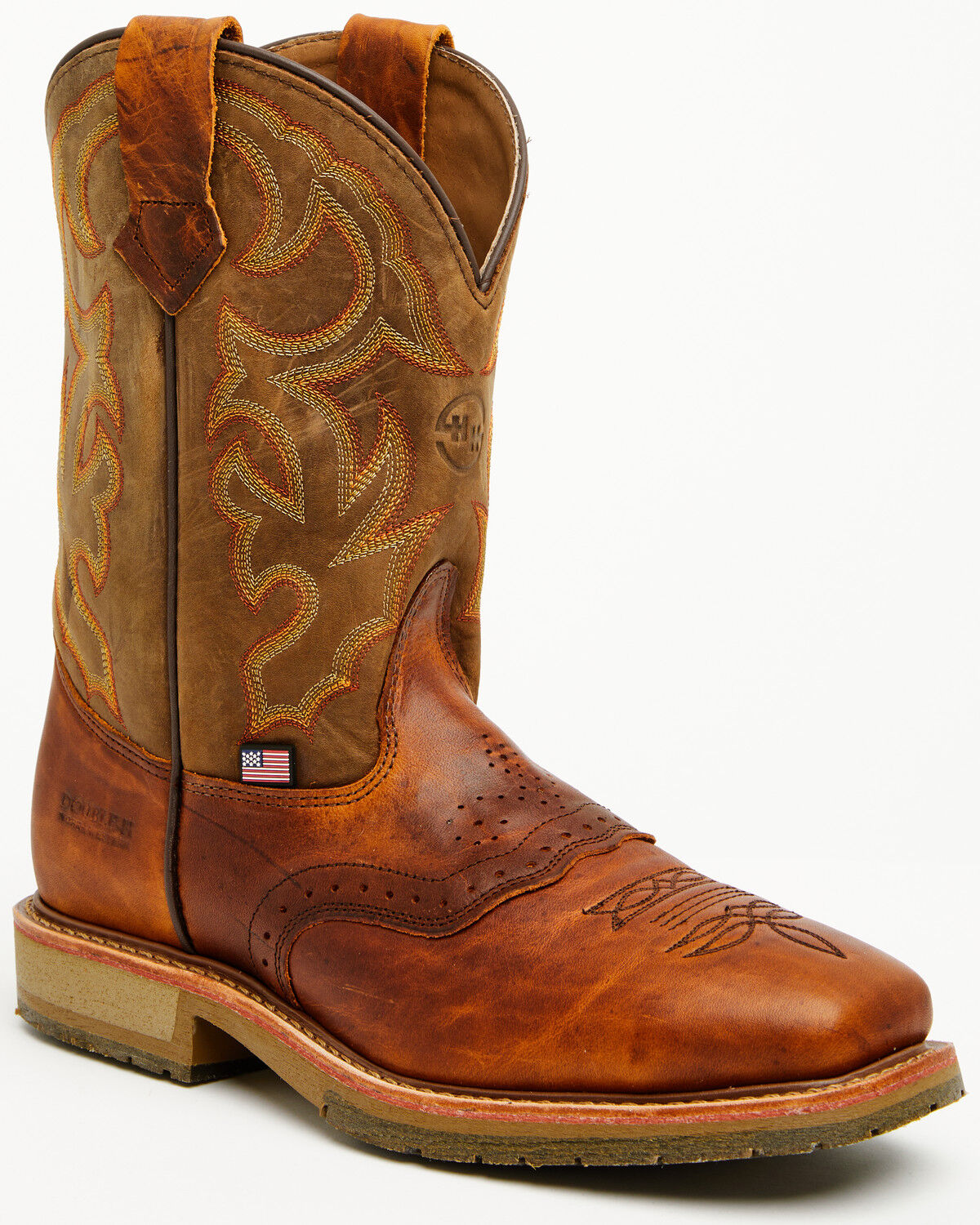 Double H Men's Boot Barn Exclusive Domestic Pull-On Work Boots - Steel Toe, Dark Brown, hi-res