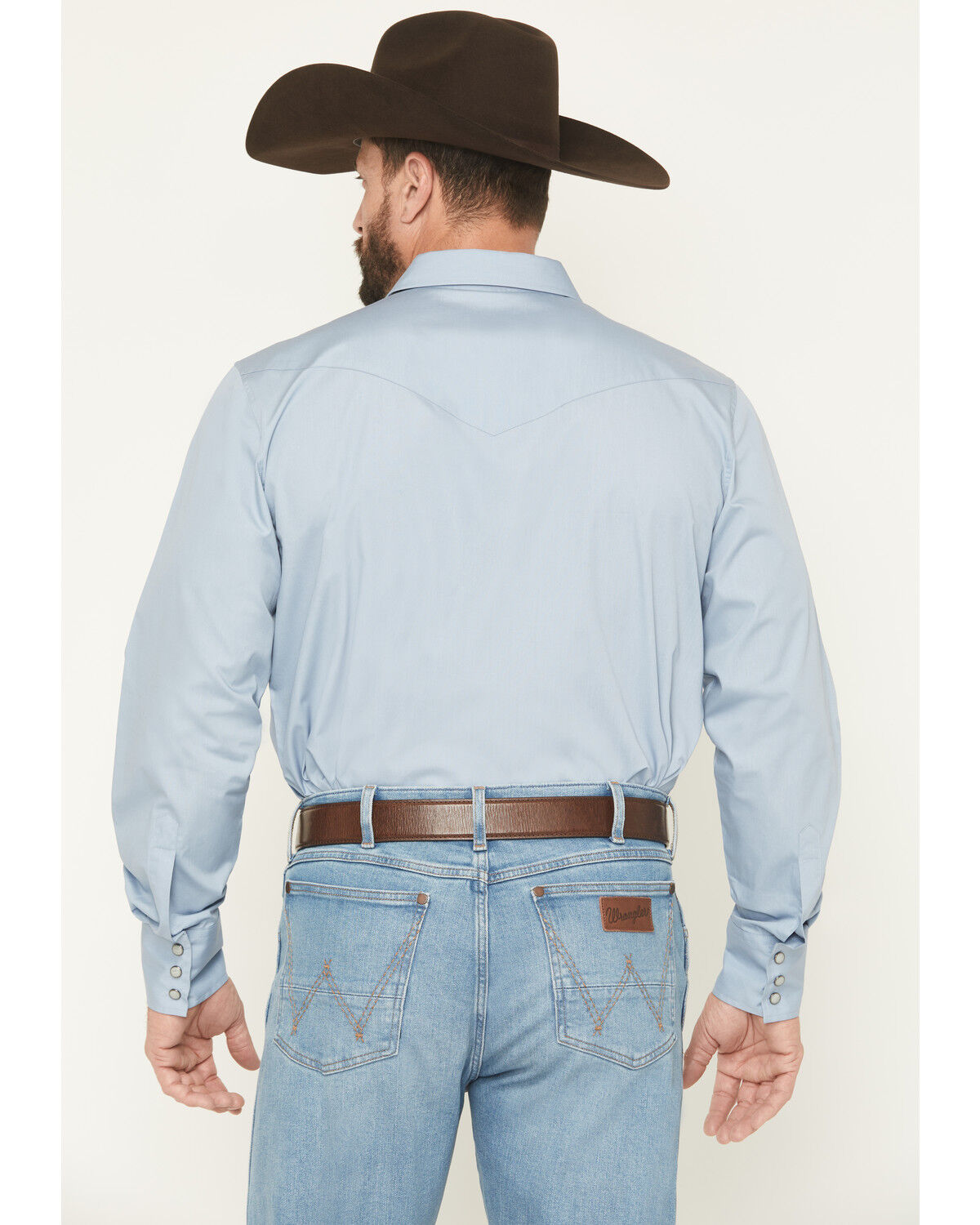 Image #4 - Gibson Trading Co Men's Campfire Solid Long Sleeve Snap Stretch Western Shirt - Tall, Blue, hi-res
