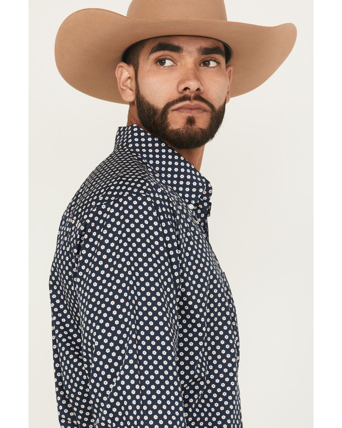 Image #2 - Cinch Men's Floral Print Long Sleeve Button-Down Western Shirt, Navy, hi-res