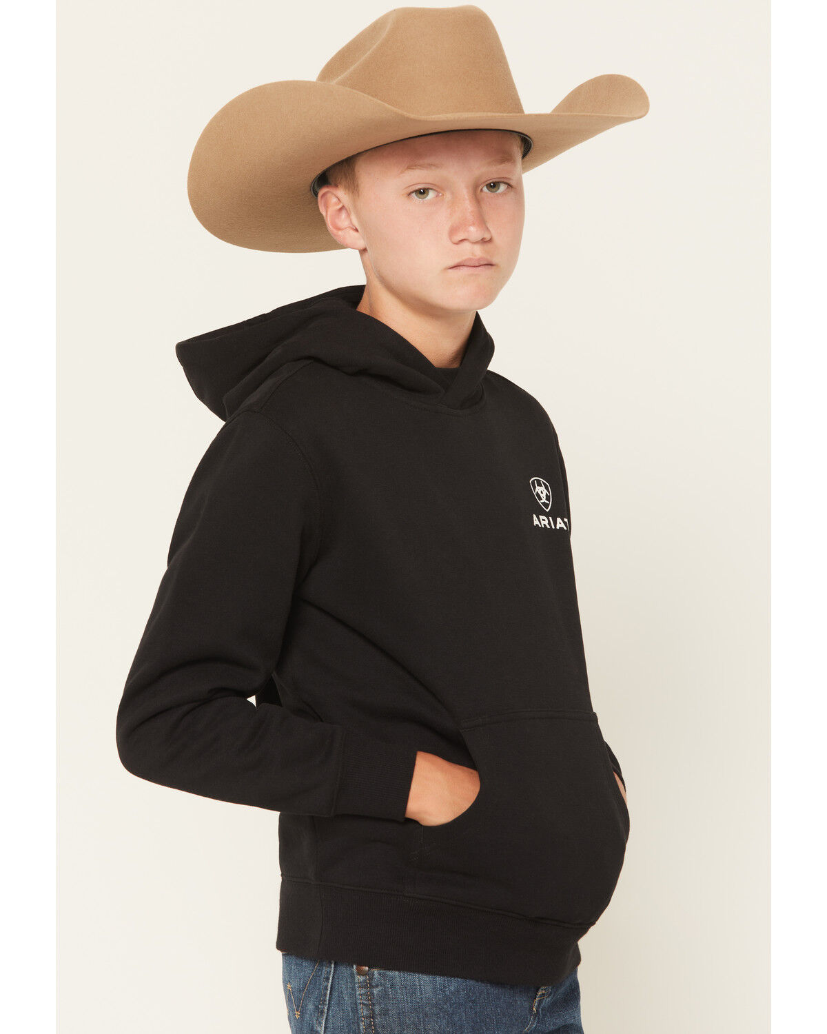 Image #3 - Ariat Boys' Boot Barn Exclusive Mexico Flag Sugar Graphic Hooded Sweatshirt, Black, hi-res