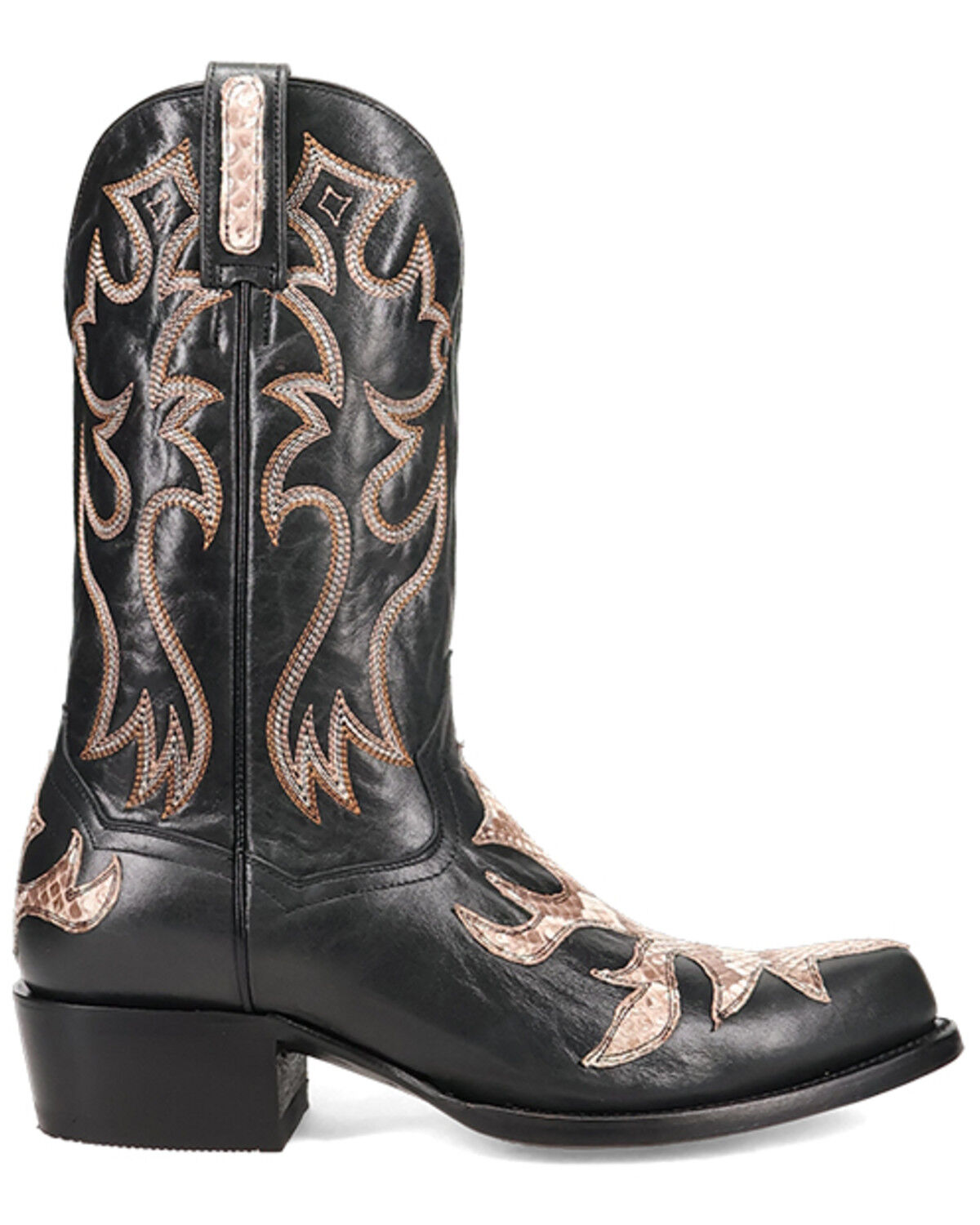 Image #2 - Dan Post Men's Exotic Snake Western Boots - Round Toe, Black, hi-res