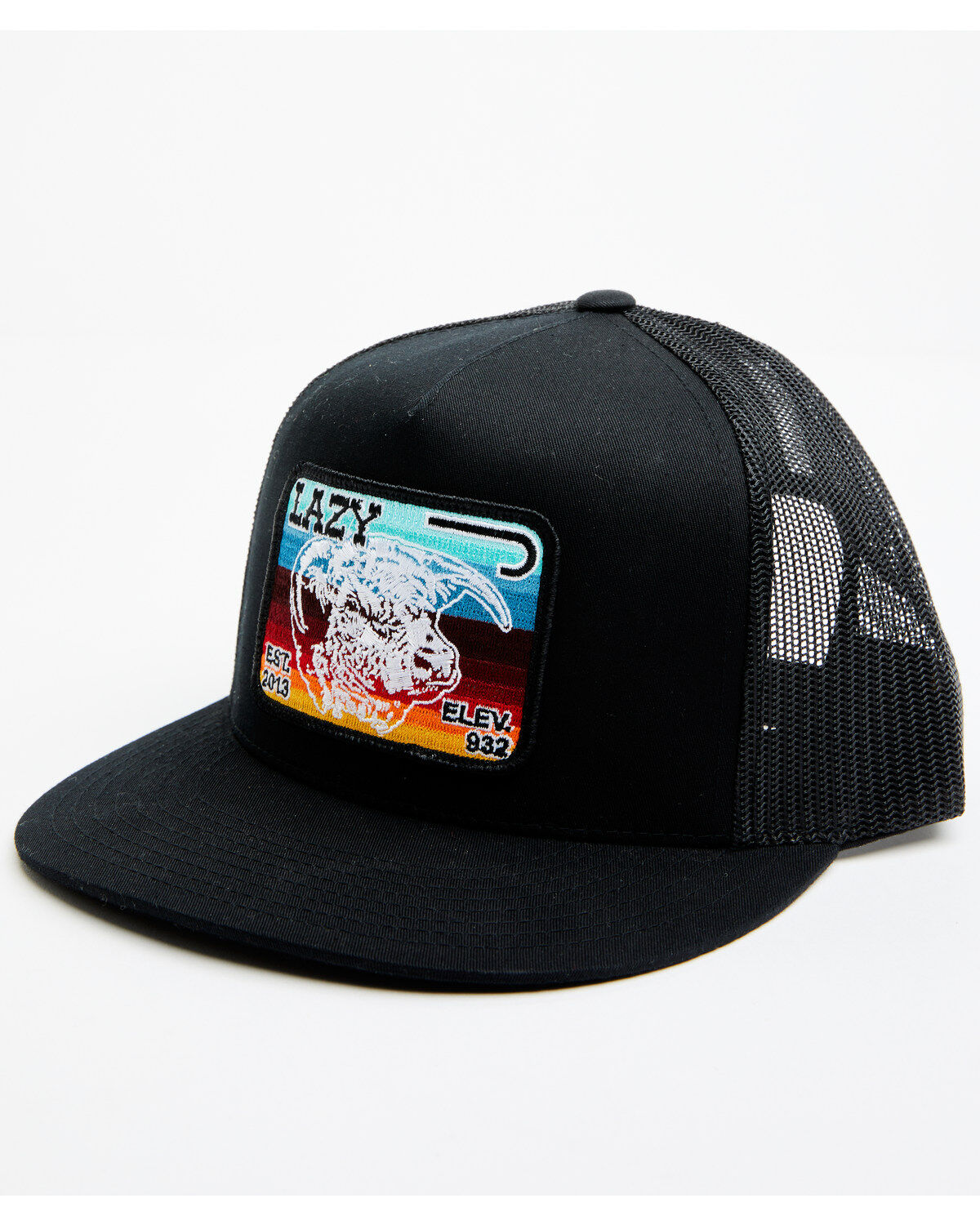 Image #1 - Lazy J Ranchwear Men's Serape Striped Elevation Ball Cap, Black, hi-res