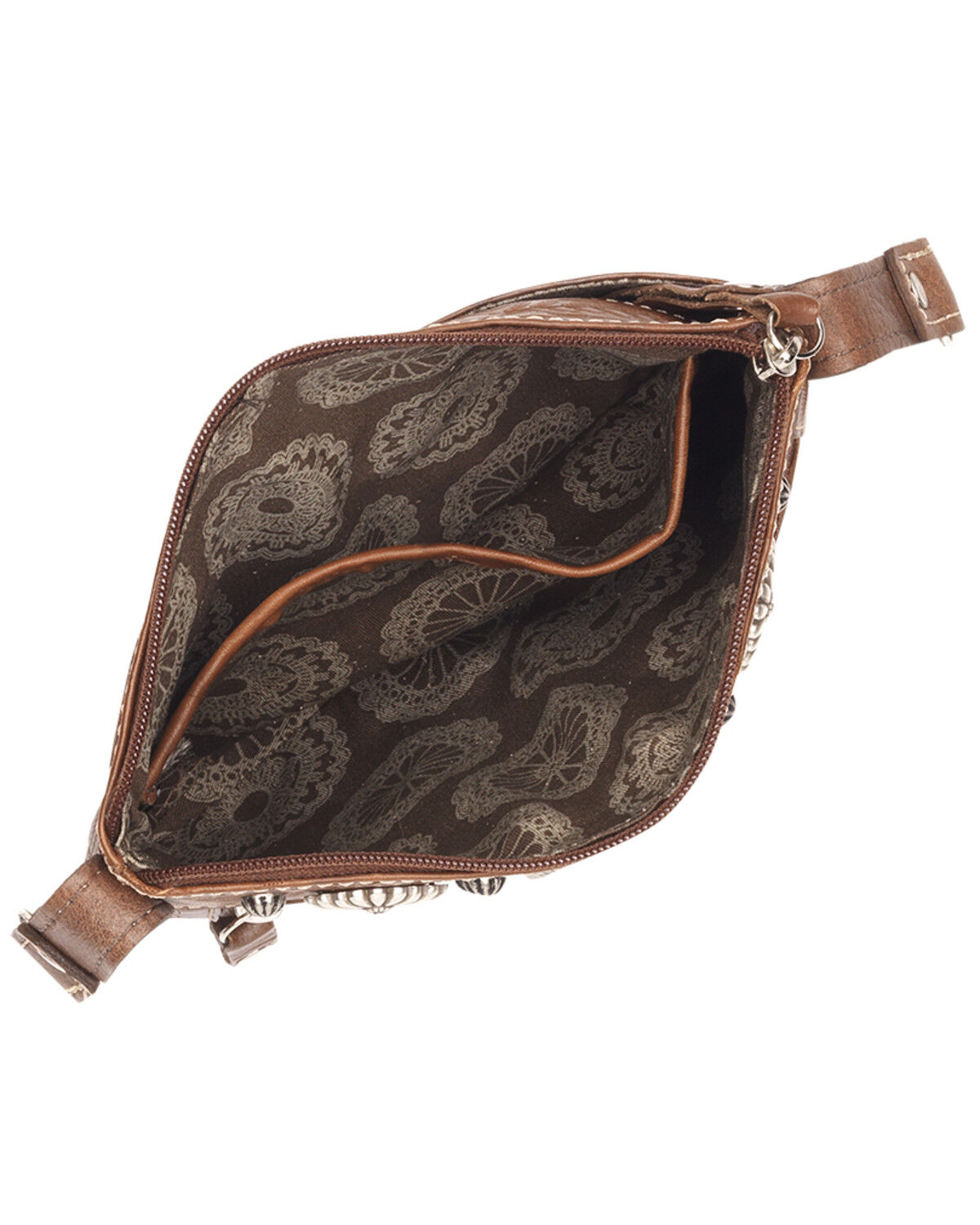 Image #4 - American West Women's Brown Southwestern Arrow Trail Rider Crossbody Bag, Distressed Brown, hi-res