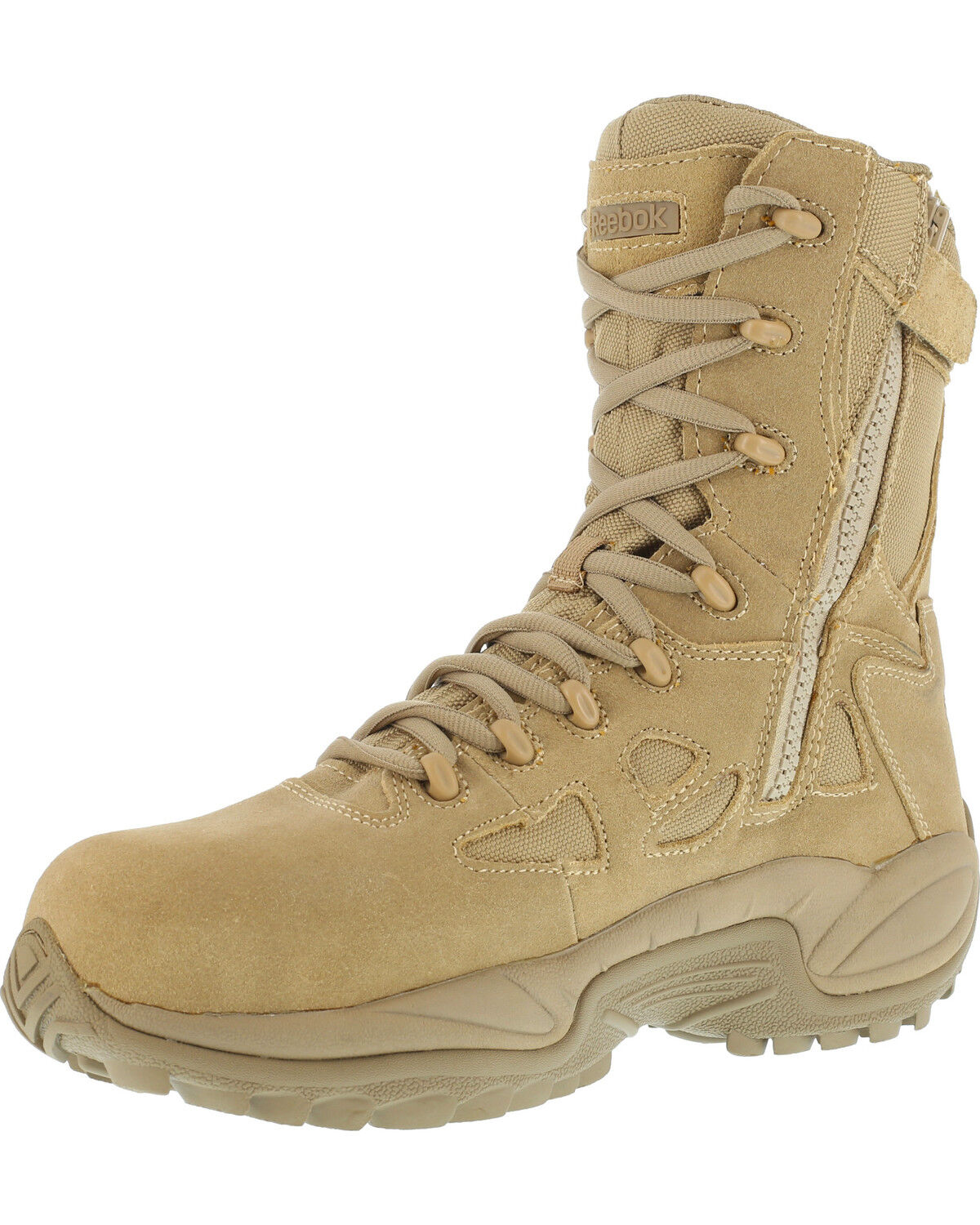 Image #2 - Reebok Women's Stealth 8" Lace-Up Side-Zip Work Boots - Composite Toe, Desert Khaki, hi-res