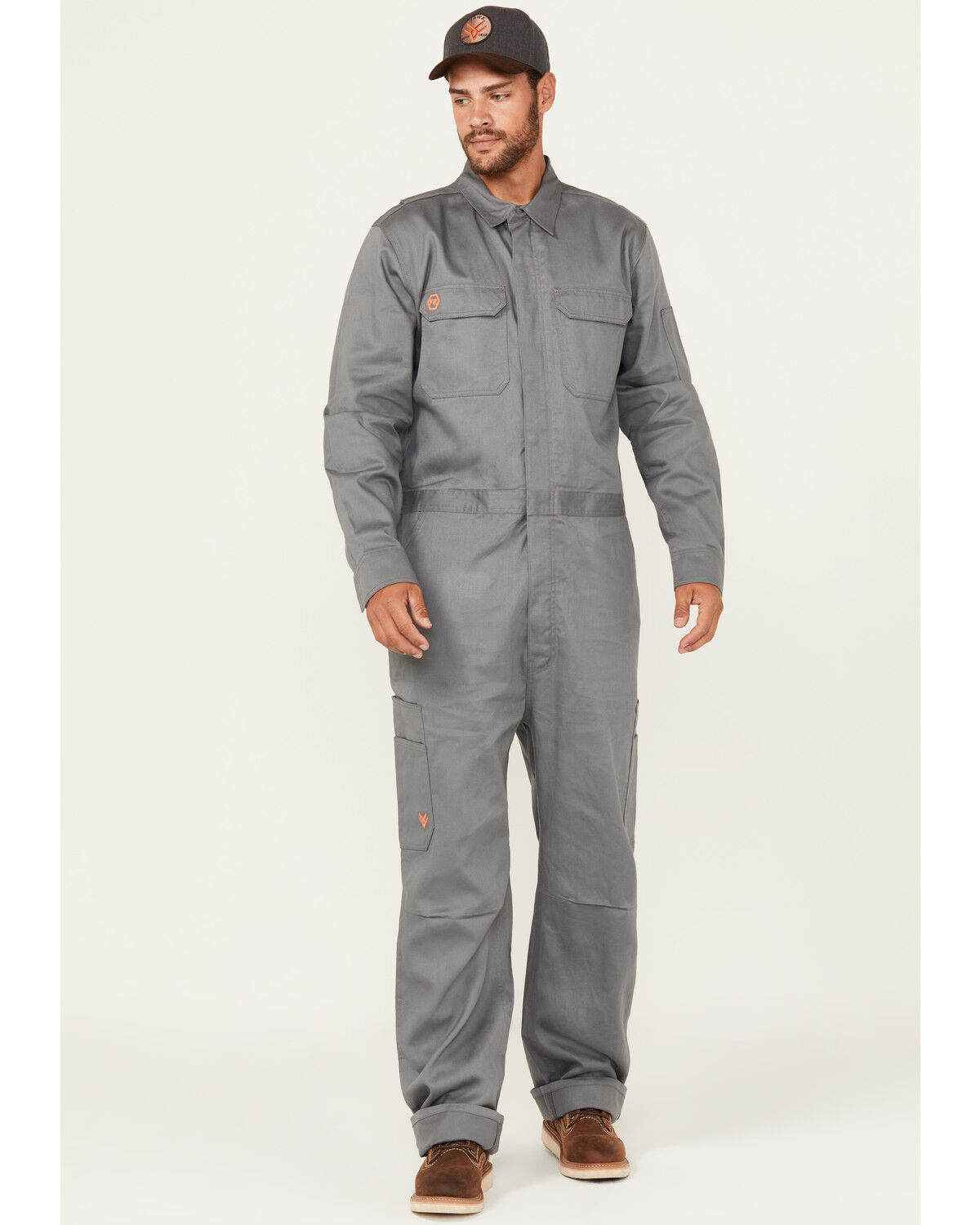 Hawx Men's FR Solid Coveralls - Short, Medium Grey, hi-res