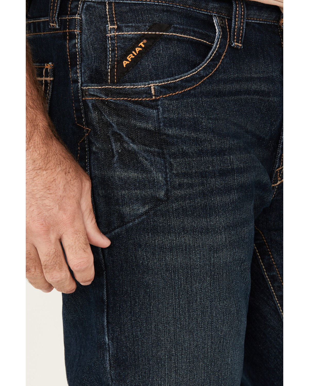 Image #2 - Ariat Men's Rebar M4 Low Rise Boot Cut Jeans, Denim, hi-res