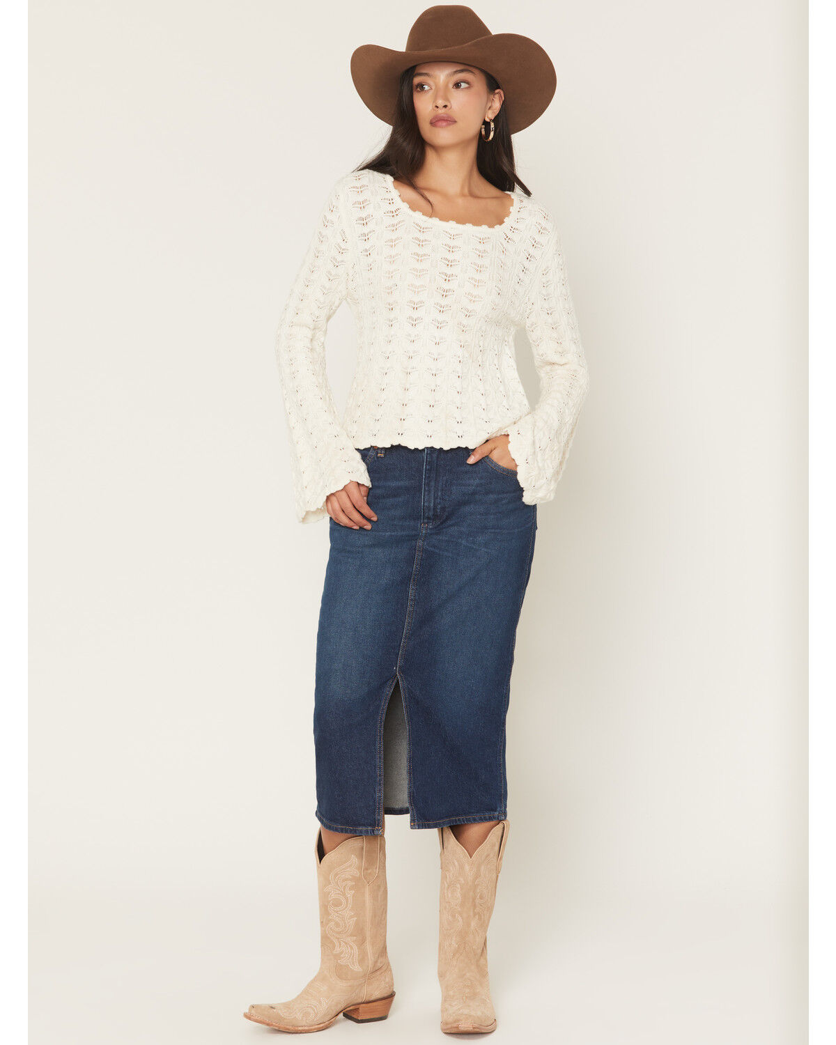 Image #1 - Wrangler Women's Dark Wash Modern Denim Pencil Skirt, Dark Wash, hi-res
