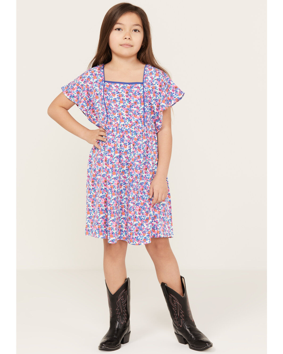 Image #2 - Molly Bracken Girls' Bow Back Dress, Blue, hi-res