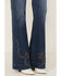 Image #2 - Rock & Roll Denim Women's Dark Wash Mid Rise Hem Stitched Trouser Stretch Denim Jeans, Dark Wash, hi-res