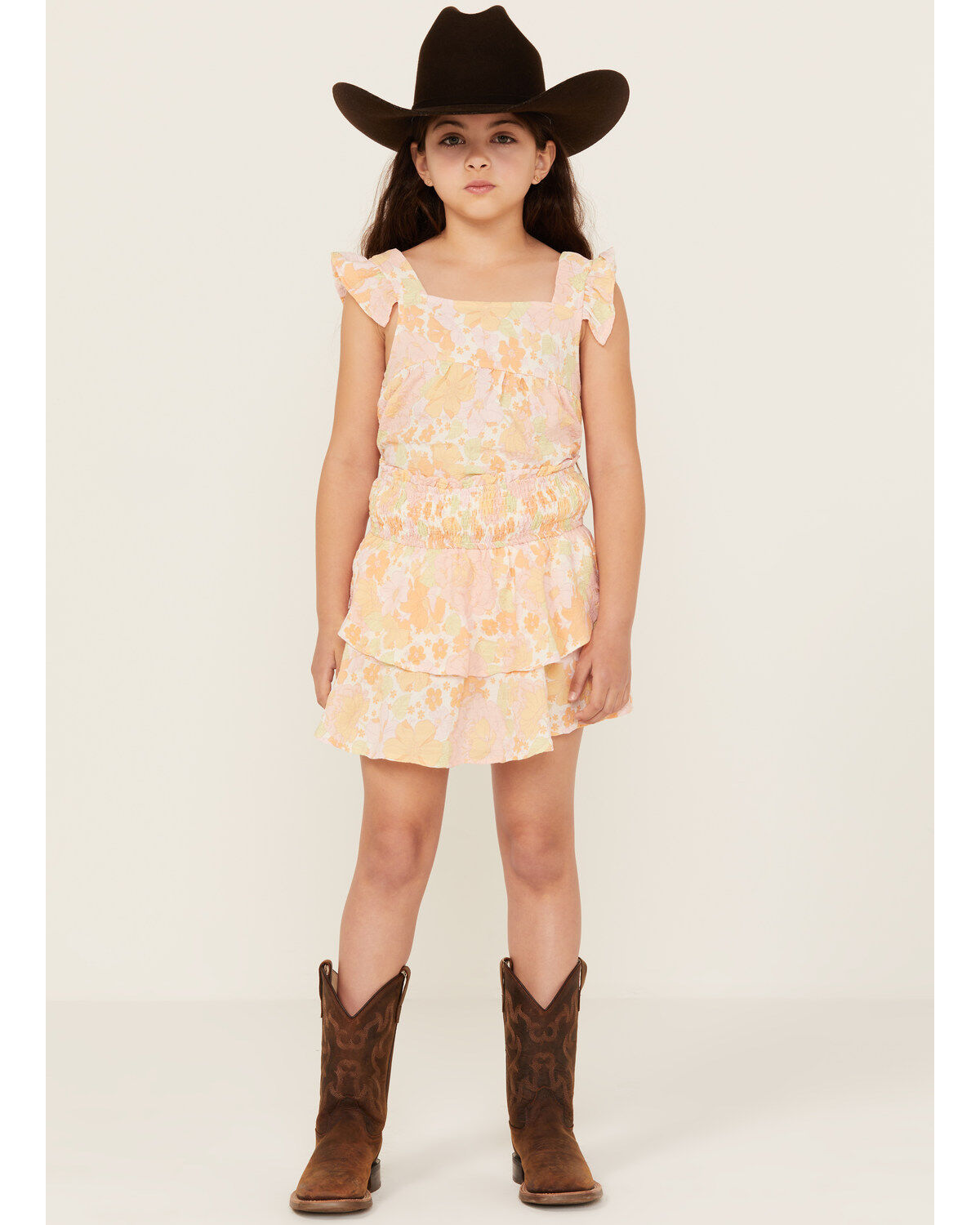 Image #1 - Hayden LA Girls' Pale Print Ruffle Skirt, Yellow, hi-res