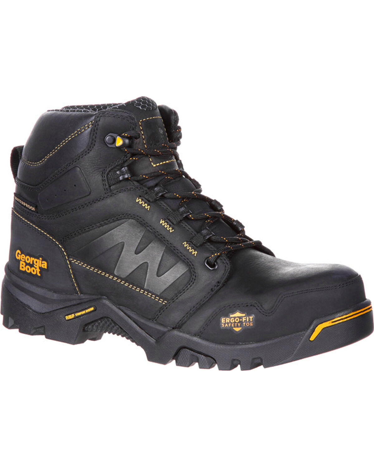 Image #1 - Georgia Boot Men's Amplitude Waterproof 6" Boots - Composite Toe, Black, hi-res