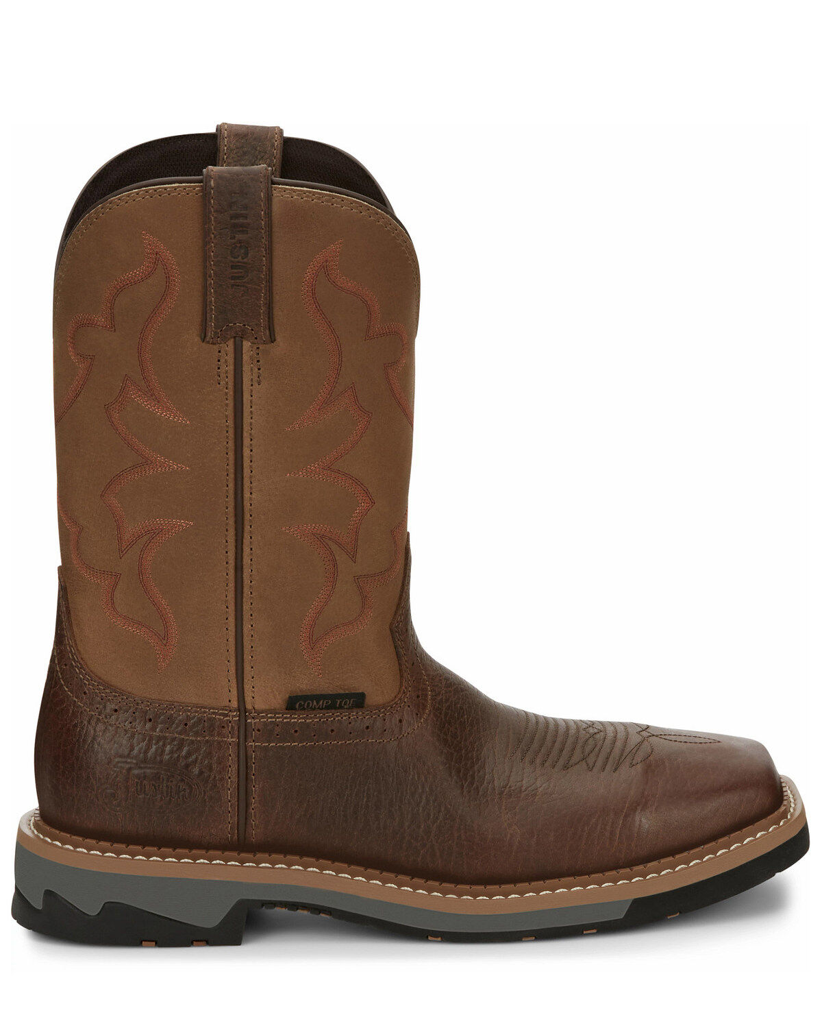 Image #2 - Justin Men's Boot Barn Exclusive Carbide Western Work Boots - Composite Toe, Brown, hi-res