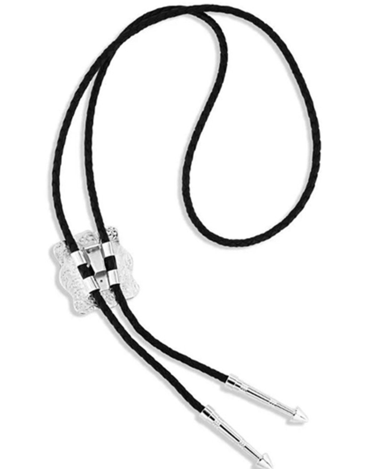 Image #3 - Montana Silversmiths Men's Scalloped Square Bolo Tie, Silver, hi-res