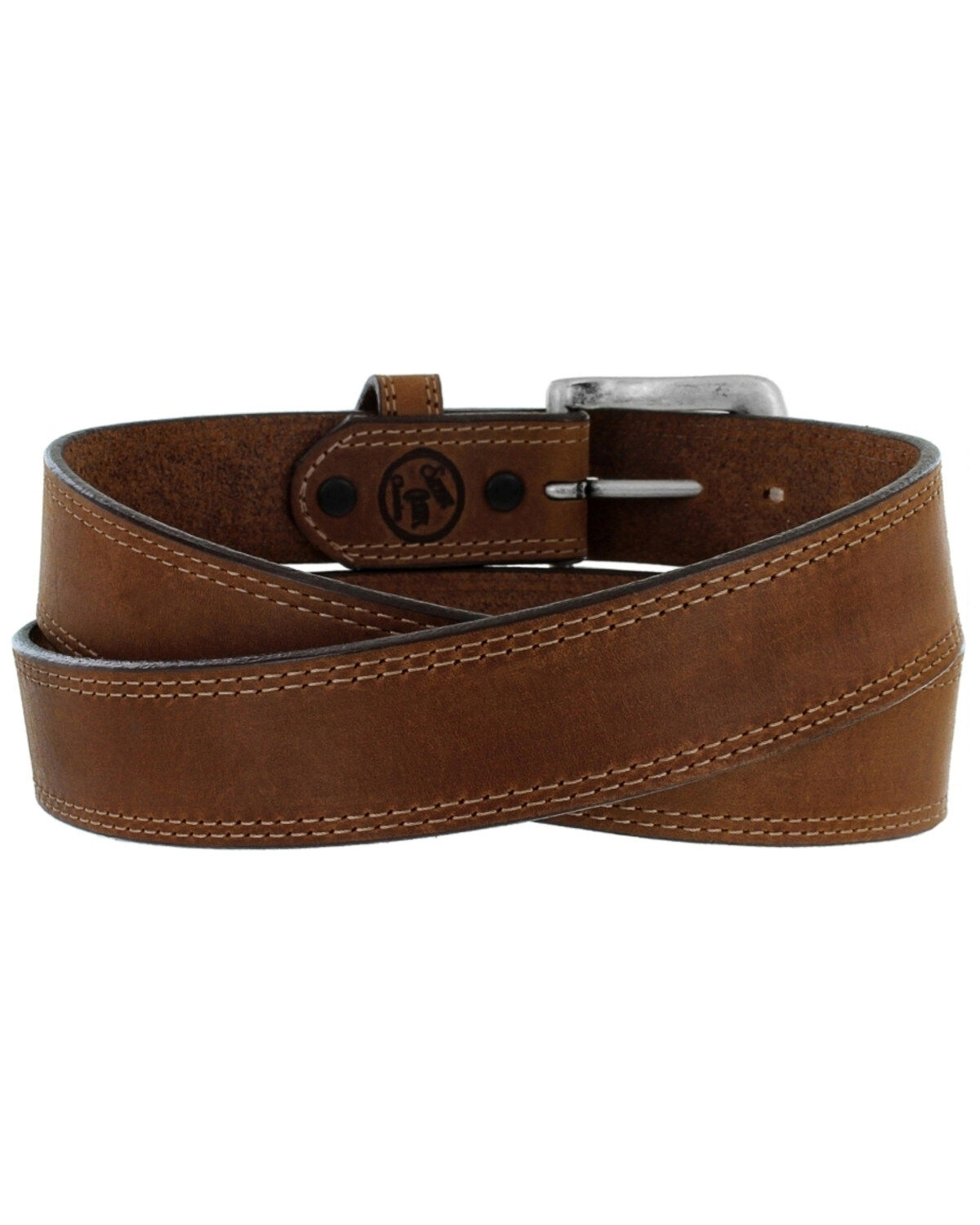 Image #2 - Tony Lama Men's Basic Double Stitch Belt, Brown, hi-res