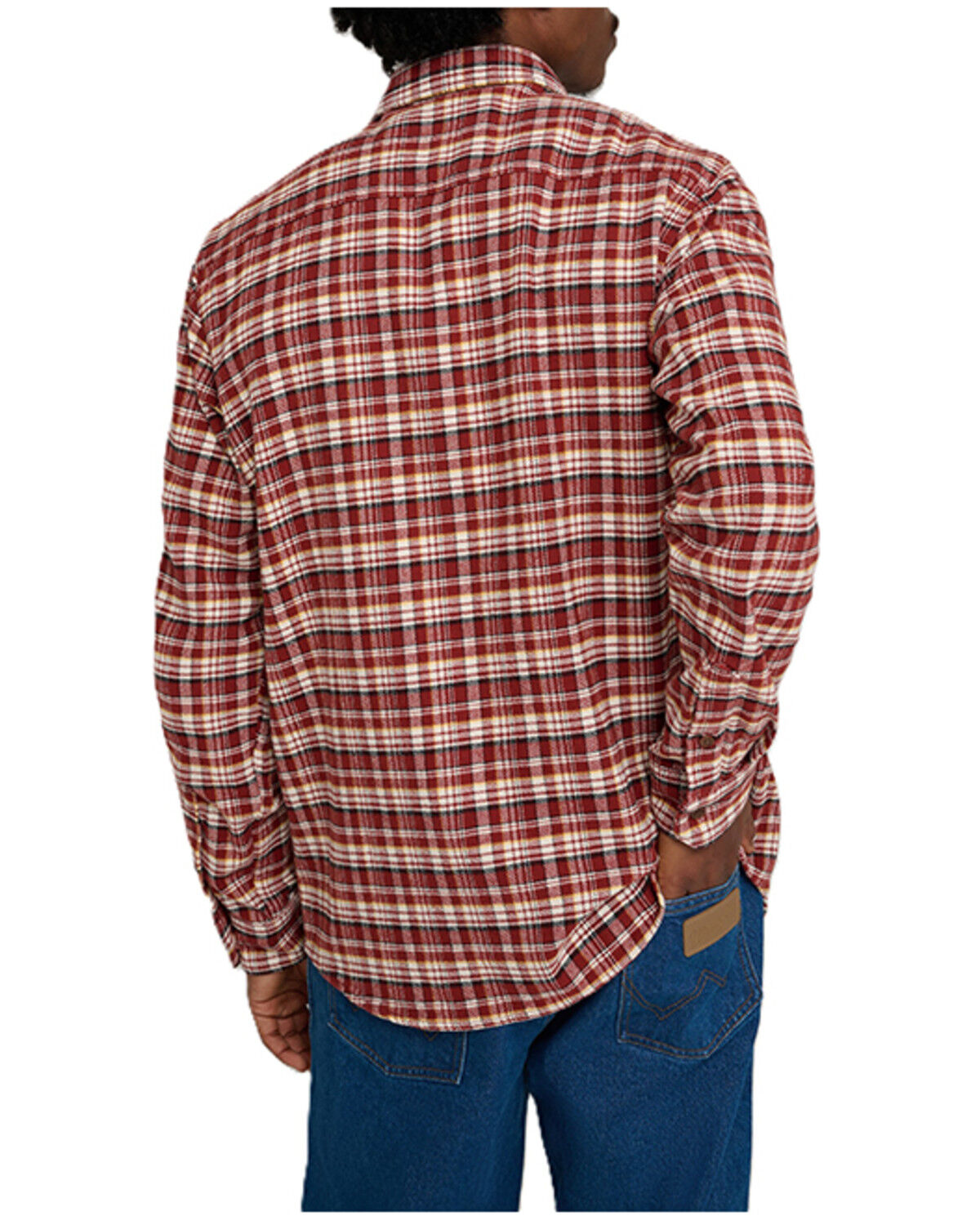 Image #4 - Wrangler X Stranger Things Men's Will Plaid Print Long Sleeve Button-Down Flannel Shirt, Brick Red, hi-res